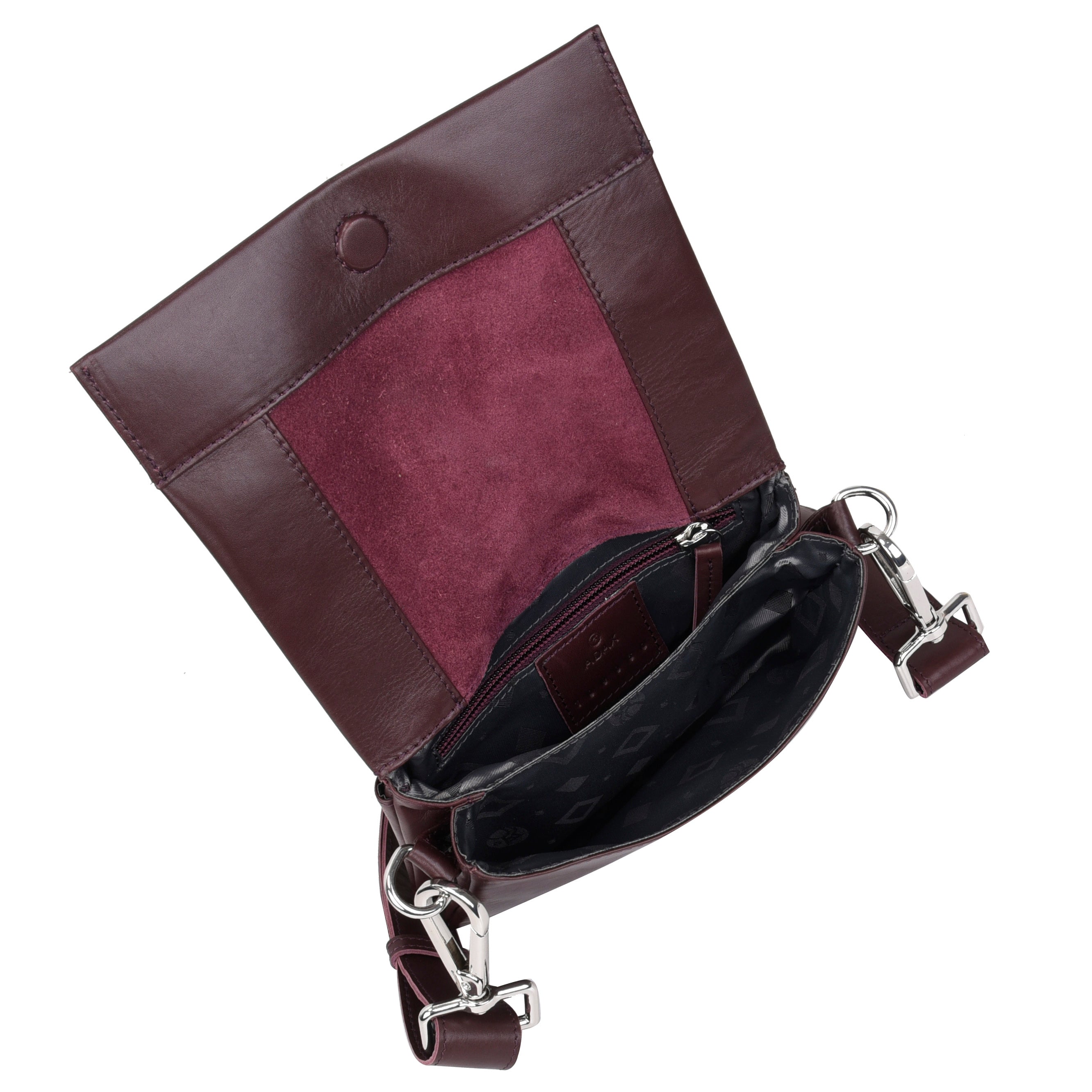 Skinnveske | Klaffveske | Crossbody | Burgunder | Amalfi Franca