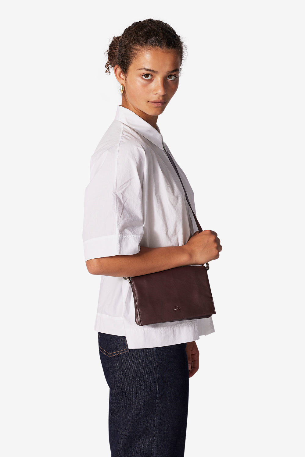 Skinnveske | Klaffveske | Crossbody | Burgunder | Amalfi Franca