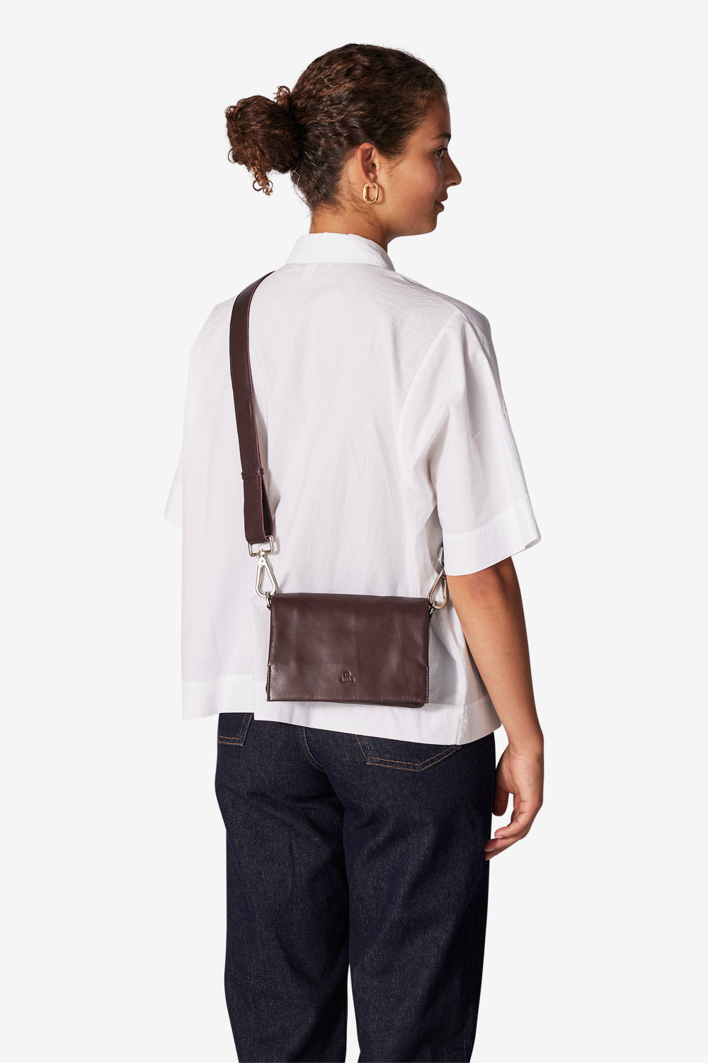 Skinnveske | Klaffveske | Crossbody | Burgunder | Amalfi Franca