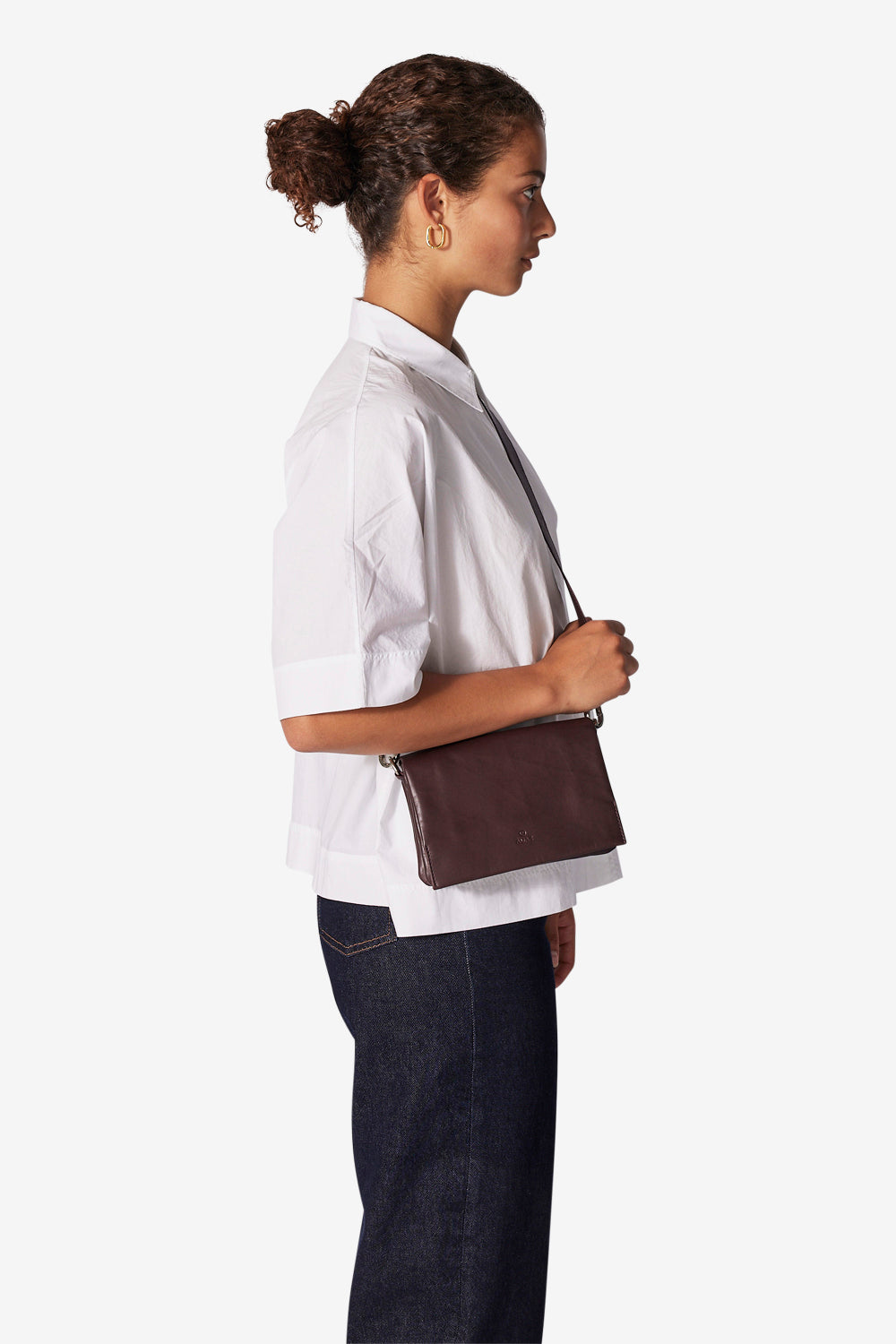 Skinnveske | Klaffveske | Crossbody | Burgunder | Amalfi Franca