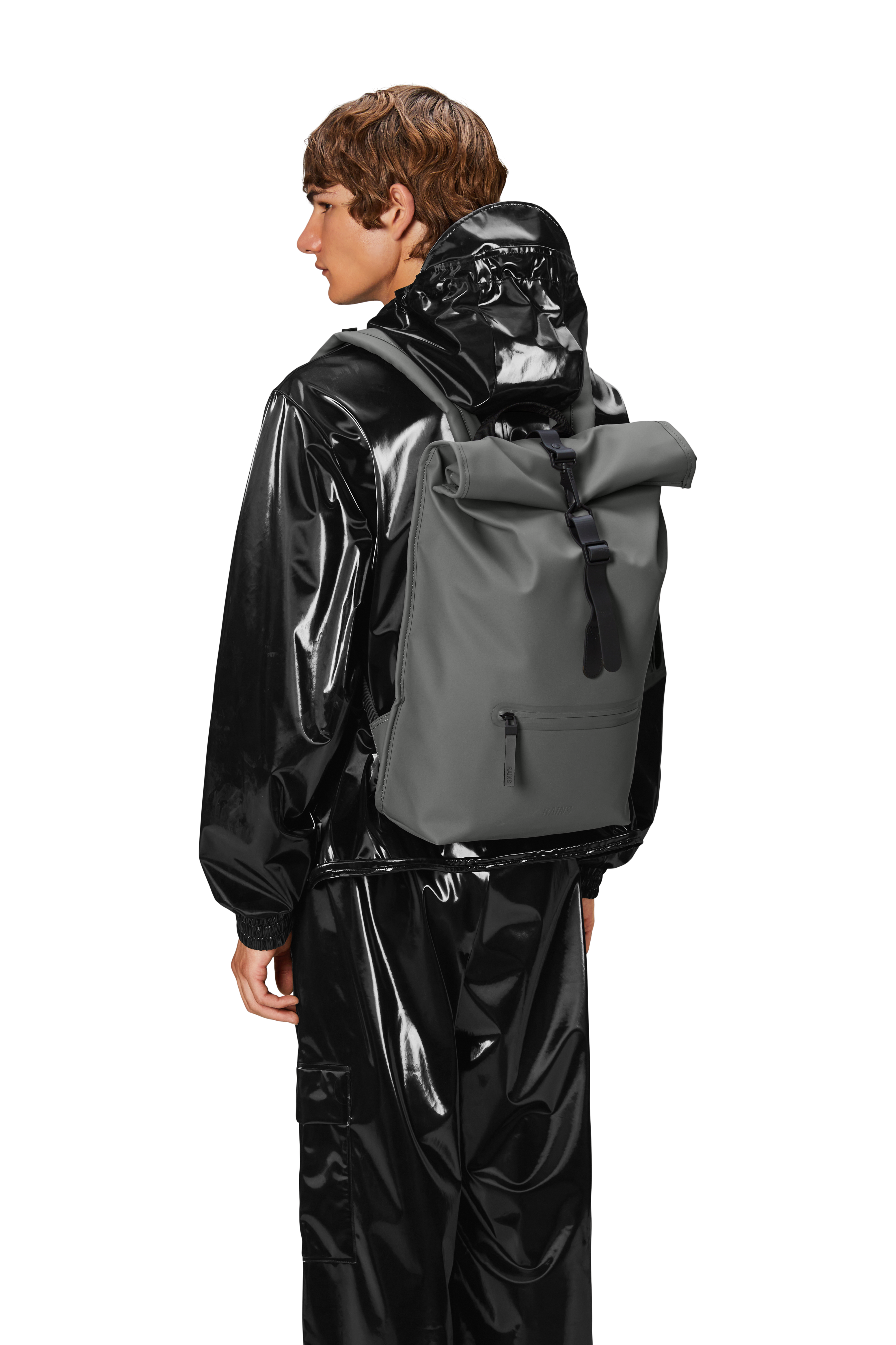 Ryggsekk | Grå | Perfekt til Pc | Rolltop Rucksack 13320