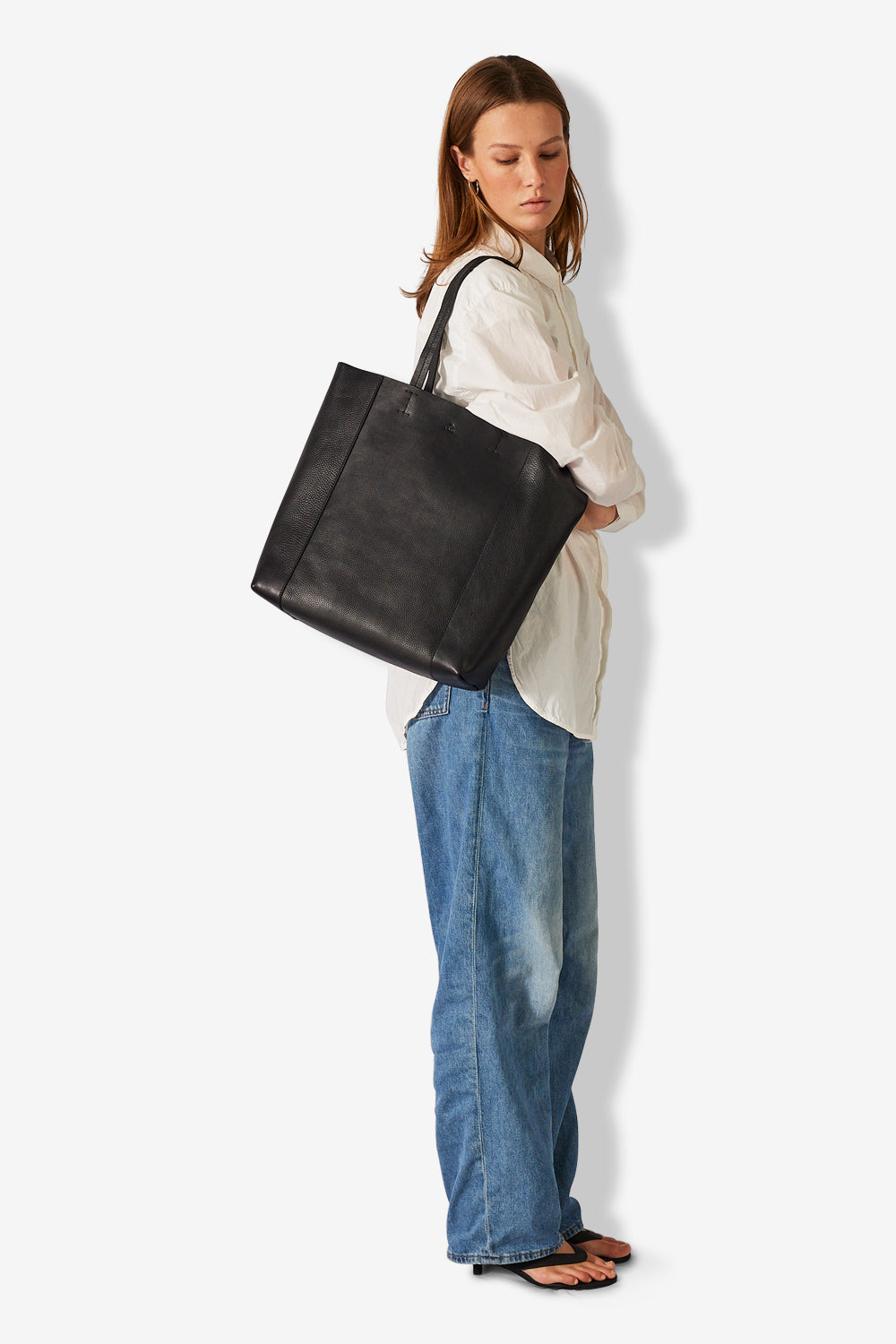 Skulderveske | Skinn | Sort | Portofino shopper Line