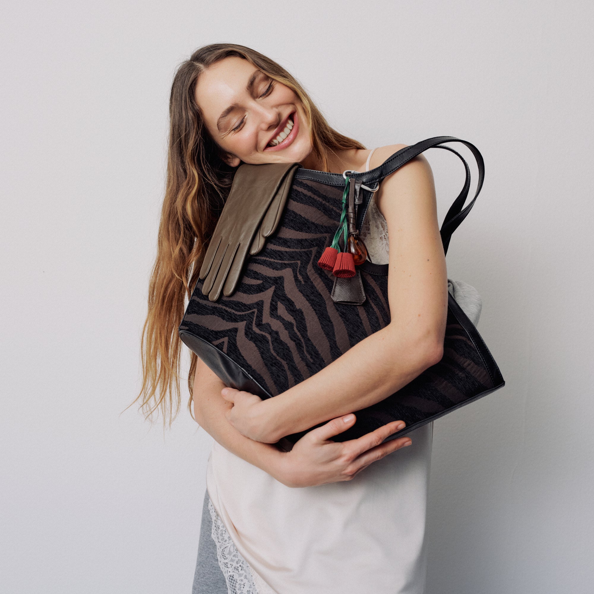 Day Zebra Work Tote, Coffee Bean