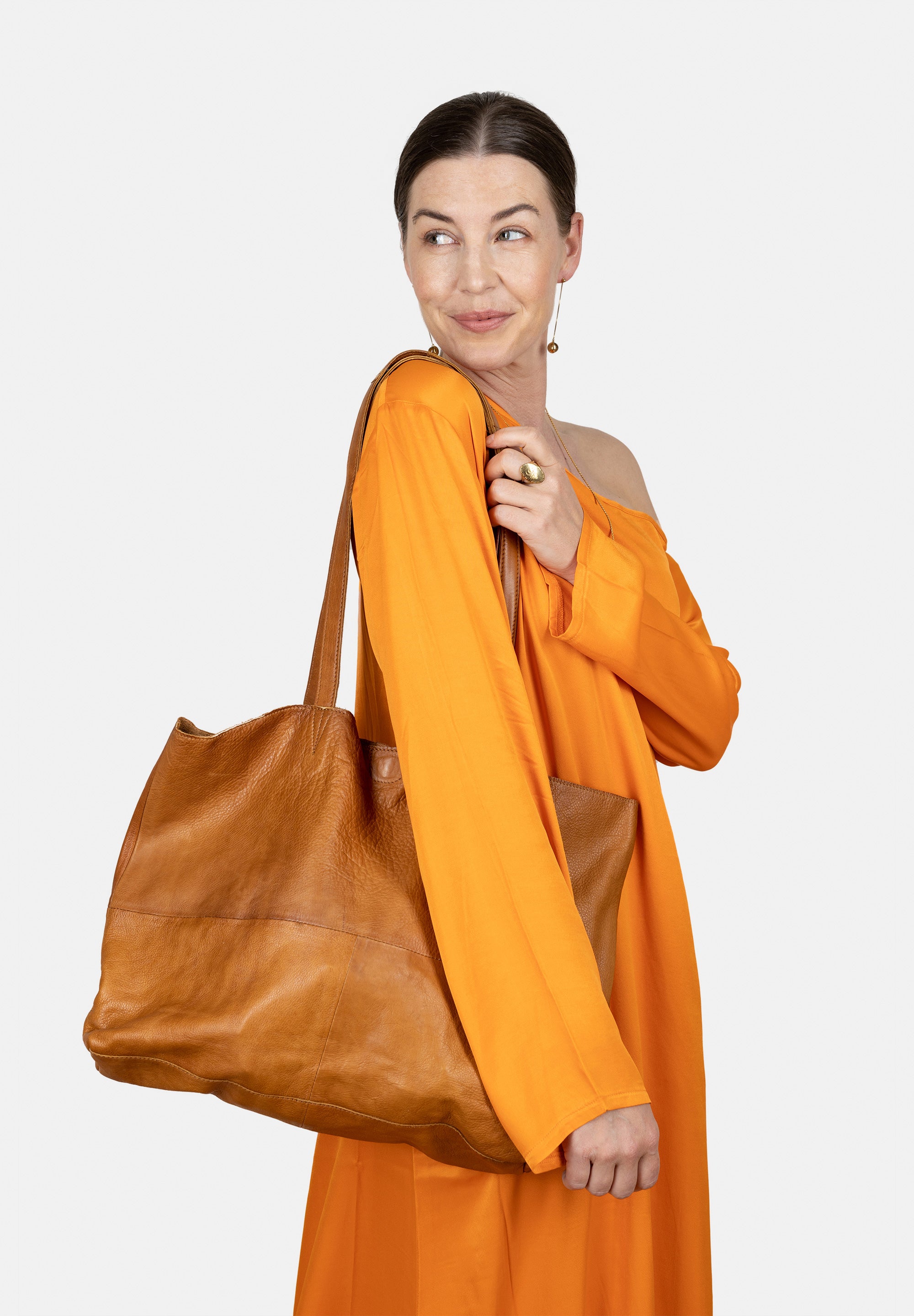 Skinn-Nett | Stor | Burned Tan | Romslig Hovedrom | Marlo Urban Bag