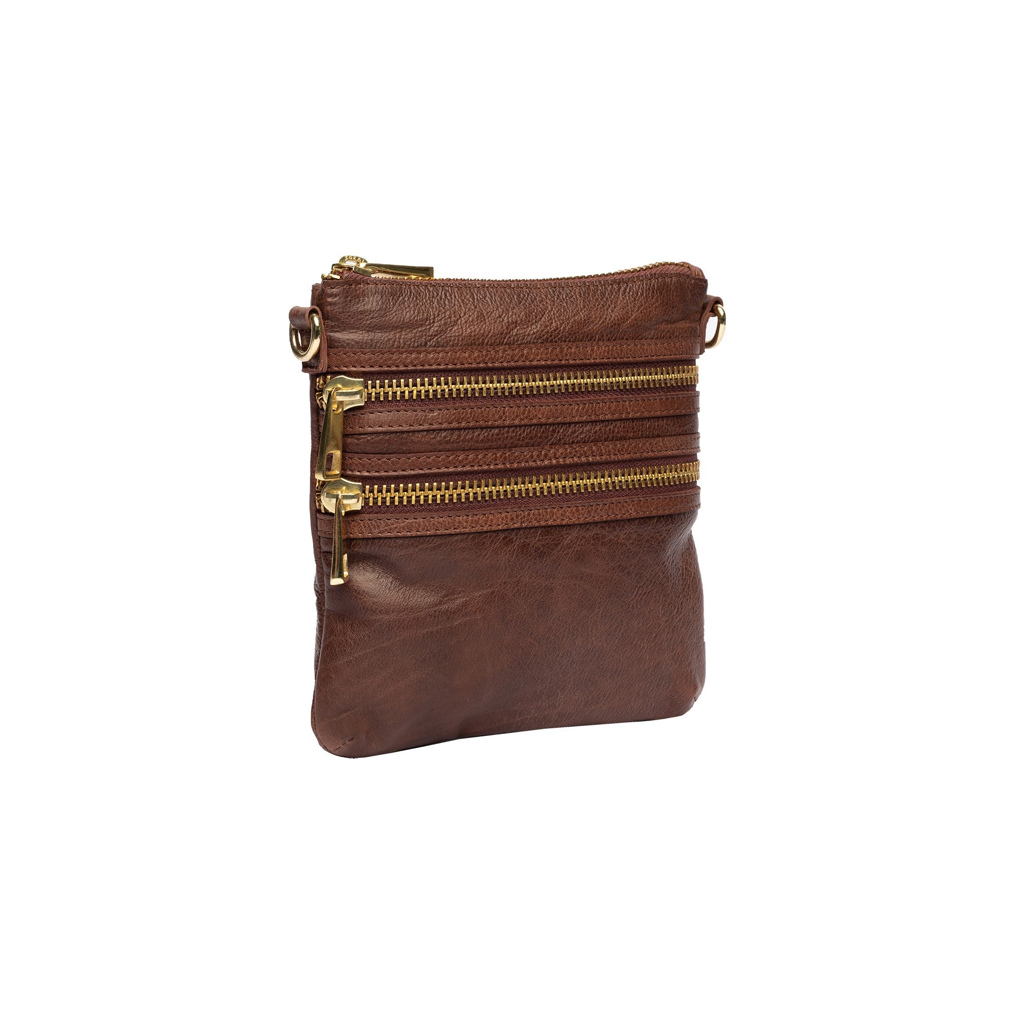 Crossover Veske | Skinn | Liten | Cappuccino | Regulerbar Skulderstropp | Vintage | Emilia Small