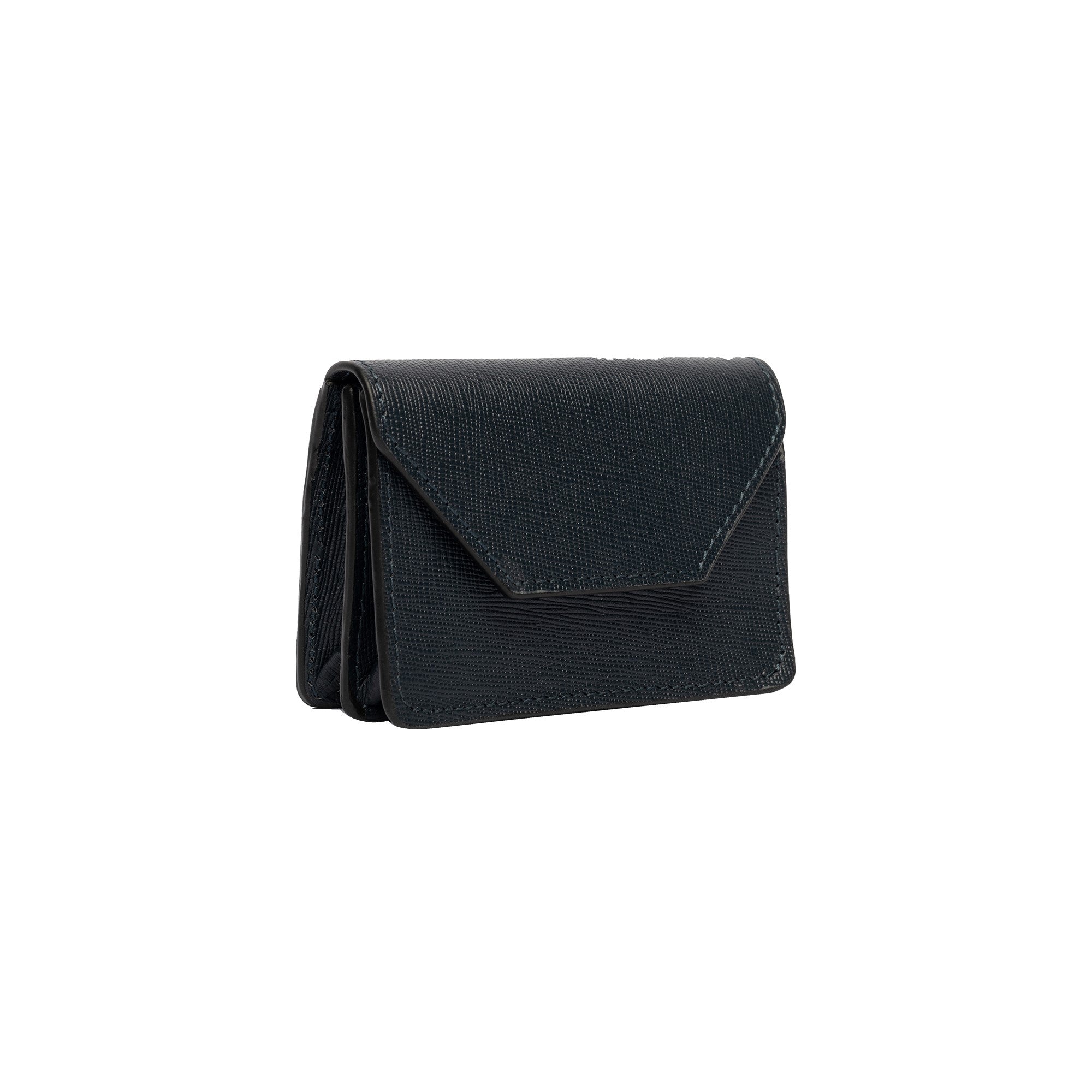 Elvira, lommebok i skinn fra Re:Desiged By Dixie i fargen Navy, vist skrått fra siden