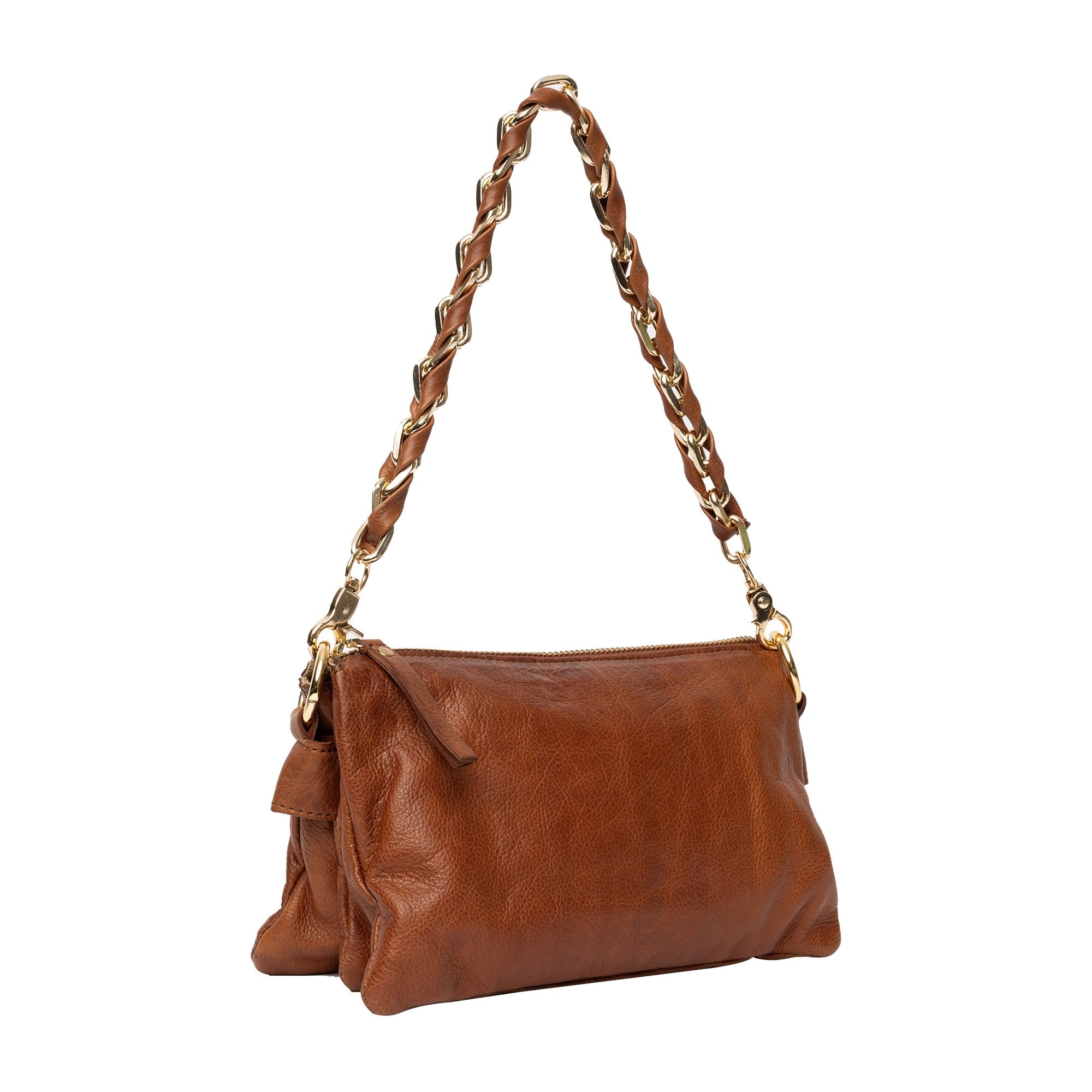 Skinnveske | Liten | Avtagbar skulderstropp | Walnut | Kjede reim | Gracie