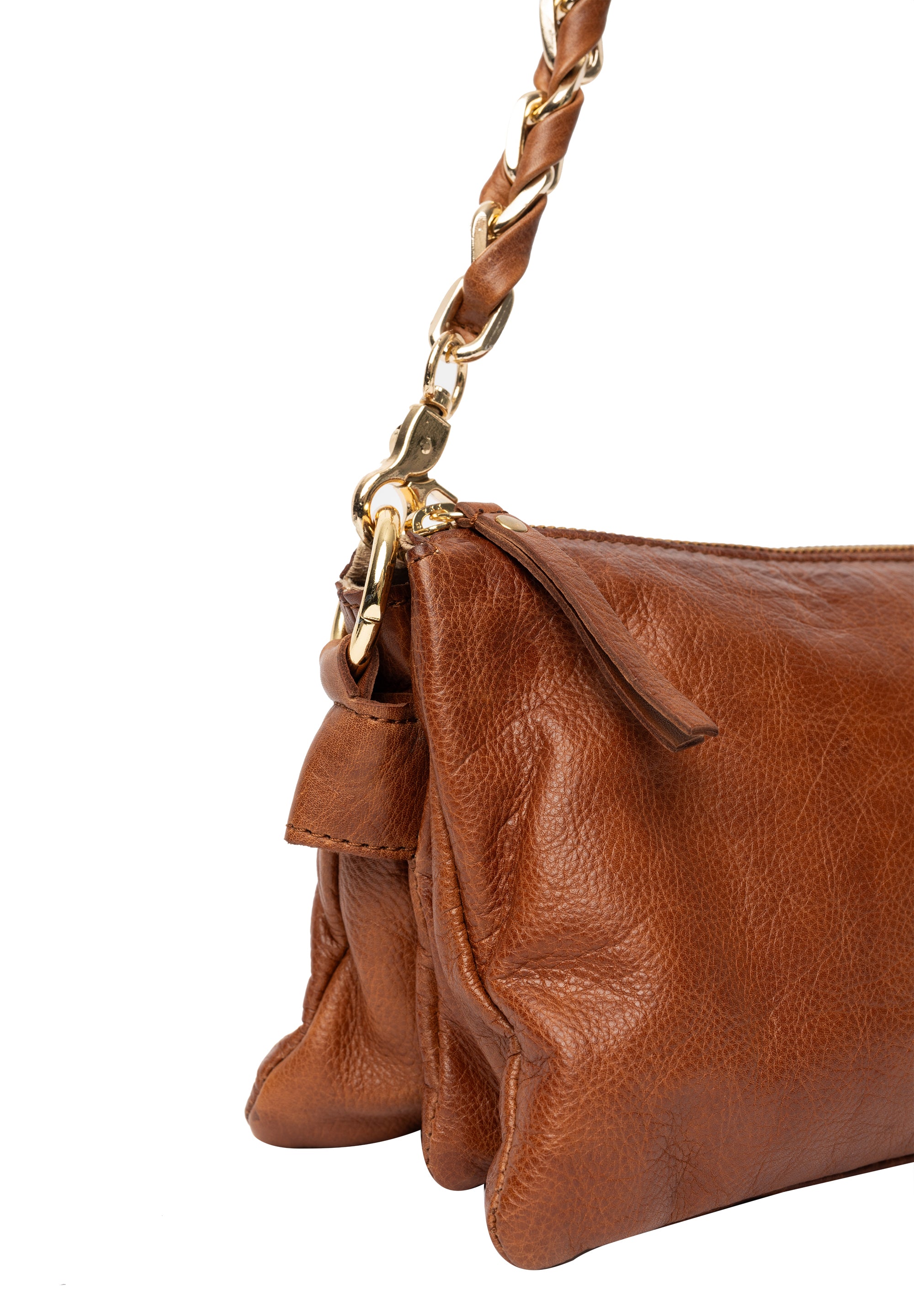 Skinnveske | Liten | Avtagbar skulderstropp | Walnut | Kjede reim | Gracie
