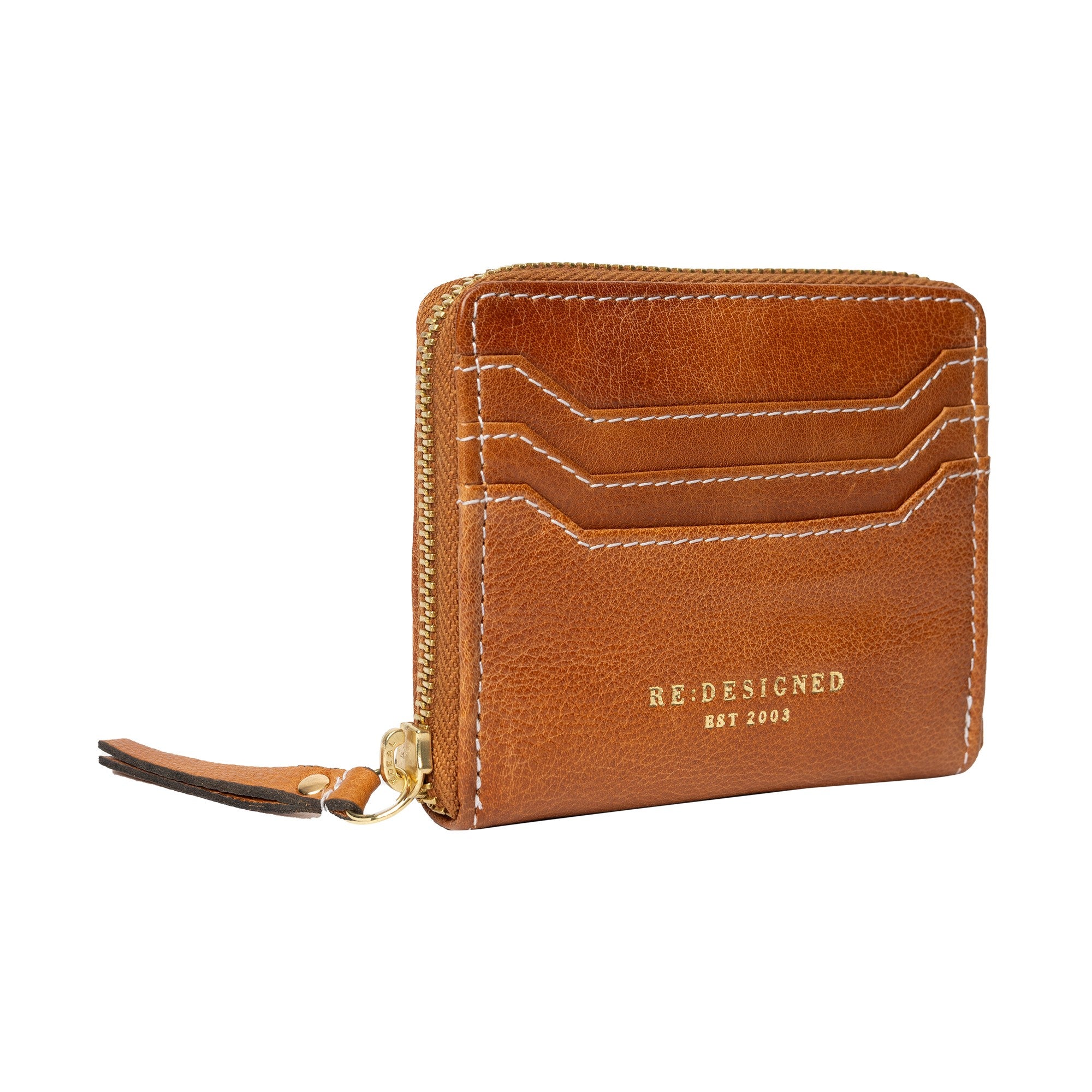 Fauna wallet, lommebok i skinn fra Re:Designed By Dixie i fargen Burned Tan, vist skrått fra fronten