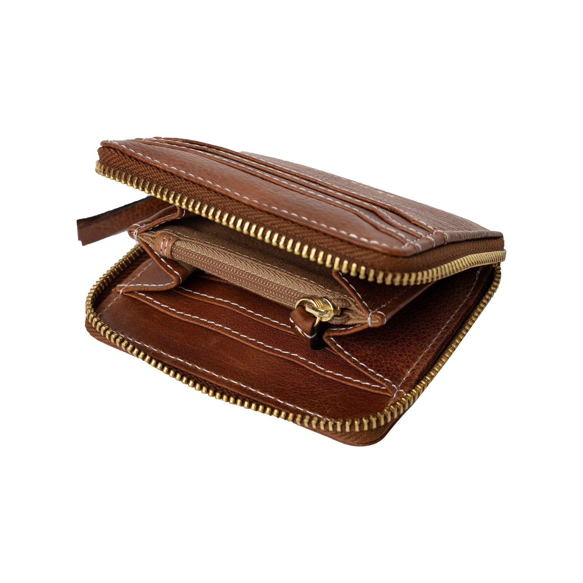 Fauna wallet, lommebok i skinn fra Re:Designed By Dixie i fargen Walnut, vist åpen