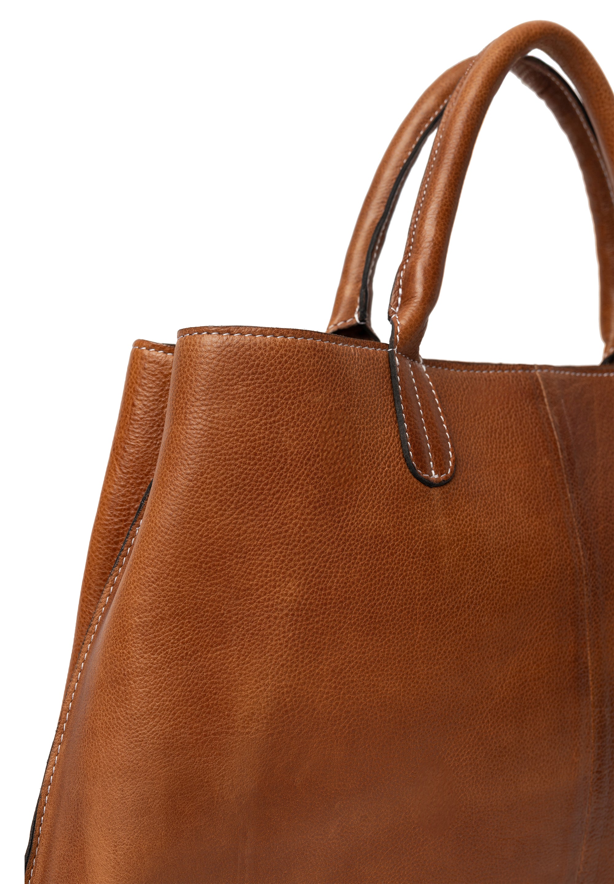 Fafali Bag, stor skinnveske fra Re:Designed By Dixie i fargen Walnut, nærbilde