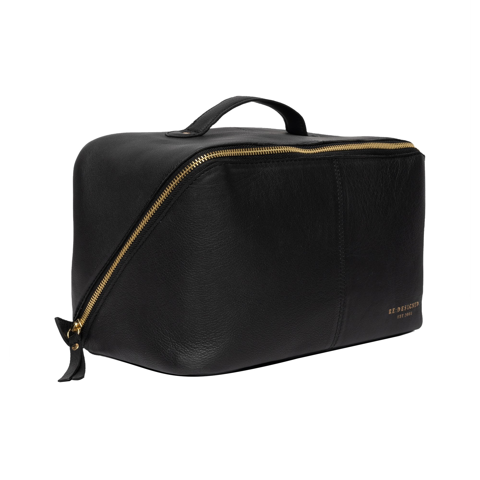 Toalettveske | Skinn | Stor | Sort/Gull | Halima Big Toilet Bag