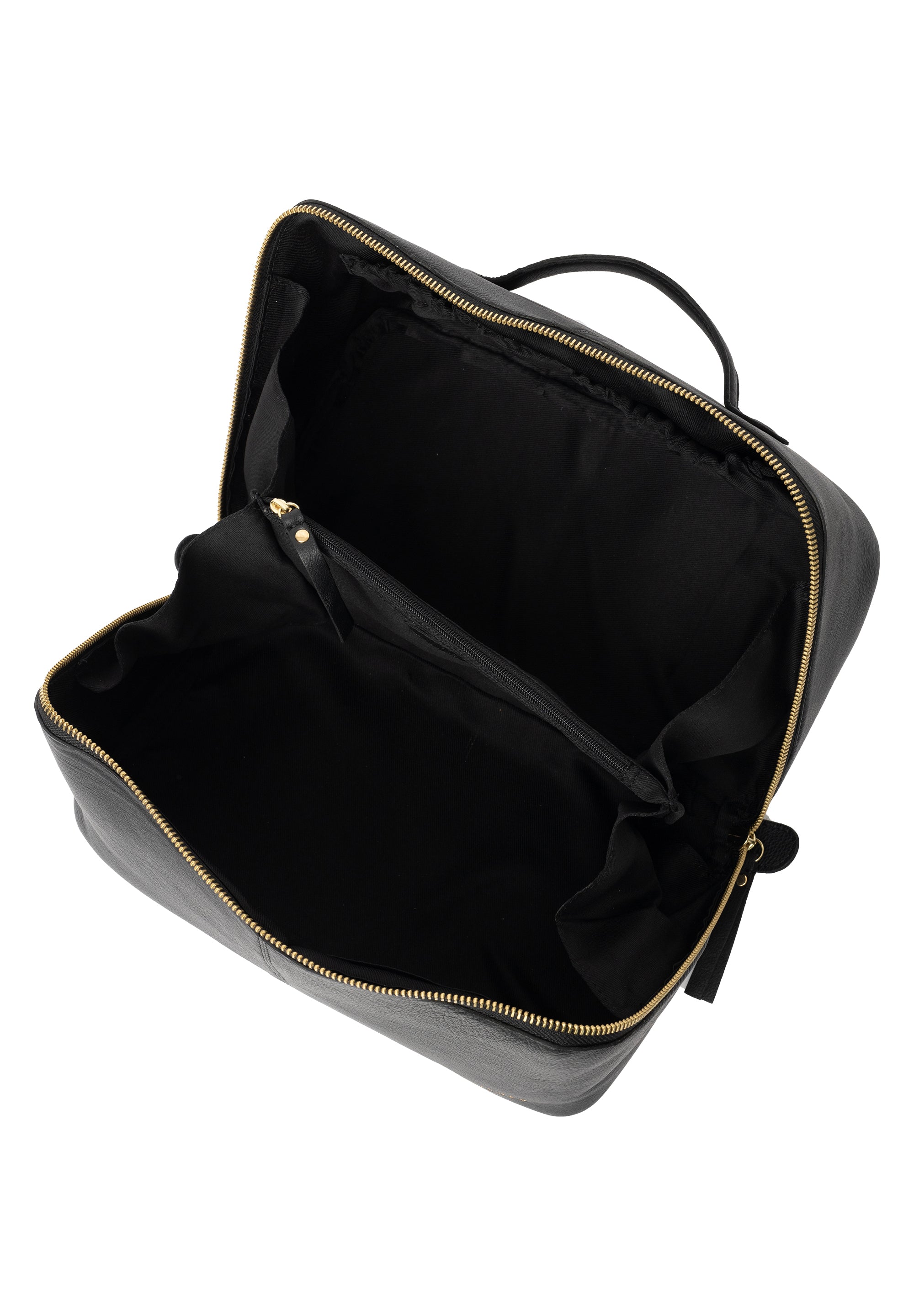 Toalettveske | Skinn | Stor | Sort/Gull | Halima Big Toilet Bag
