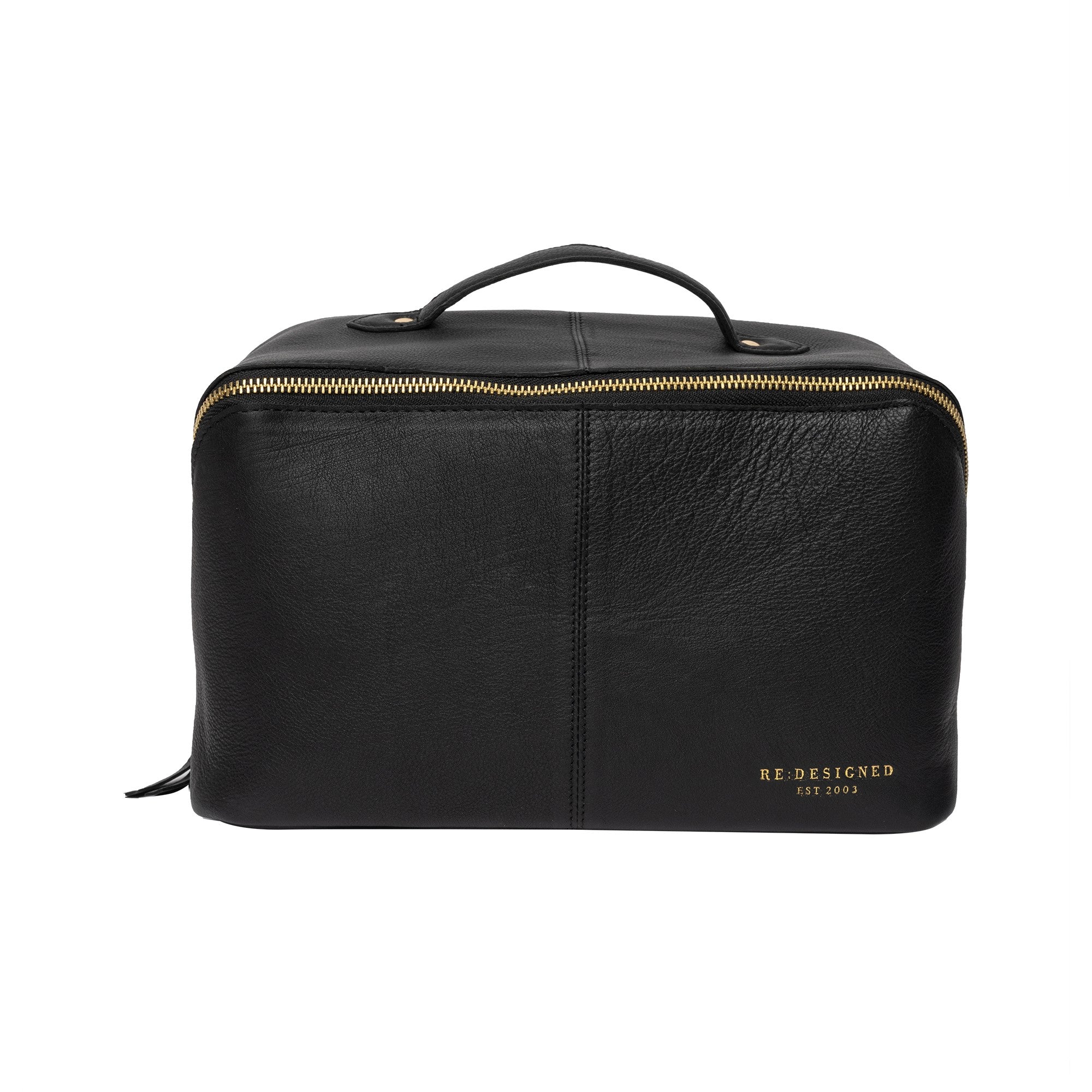 Toalettveske | Skinn | Stor | Sort/Gull | Halima Big Toilet Bag