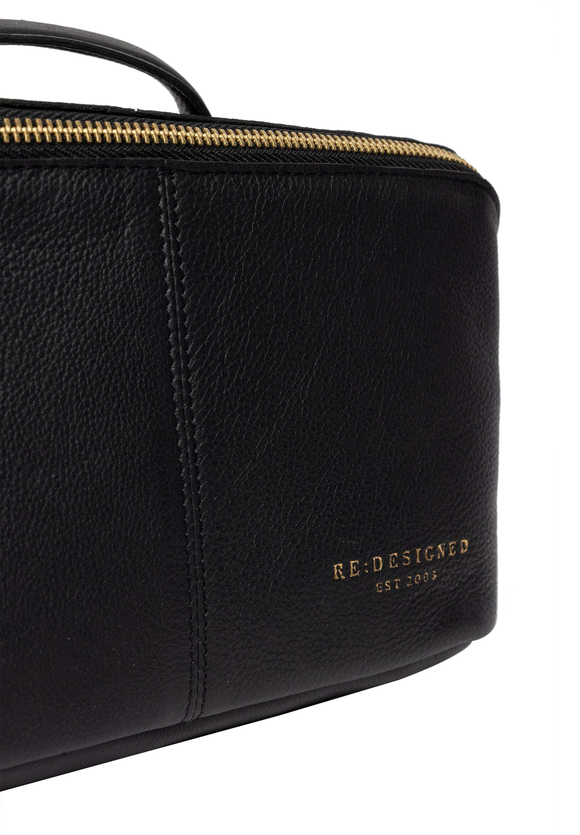 Toalettveske | Skinn | Sort/Gull | Halima Small Toilet Bag