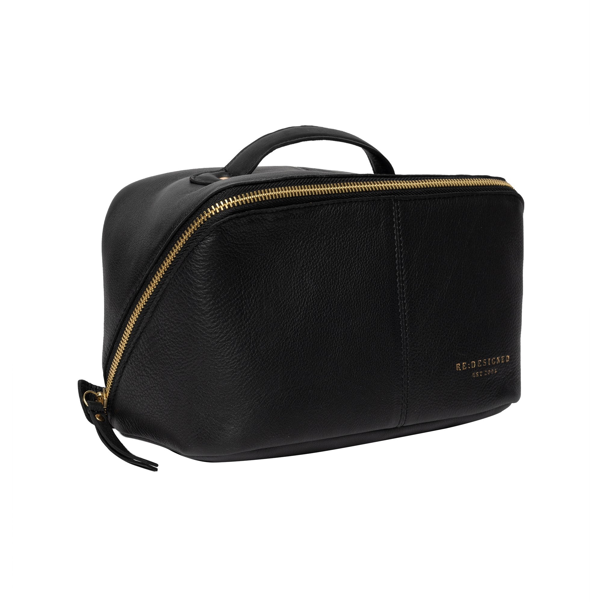 Toalettveske | Skinn | Sort/Gull | Halima Small Toilet Bag