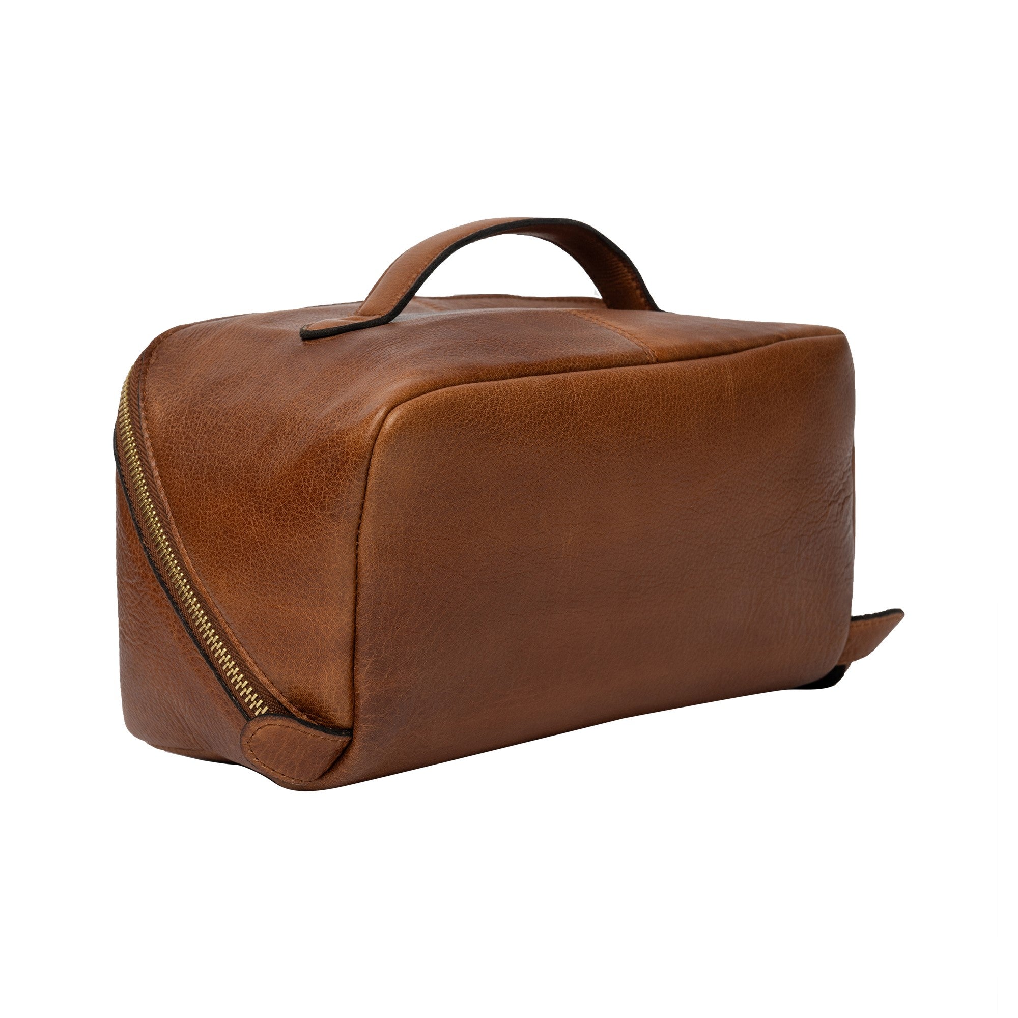 Toalettveske | Skinn | Walnut/Gull | Halima Small Toilet Bag