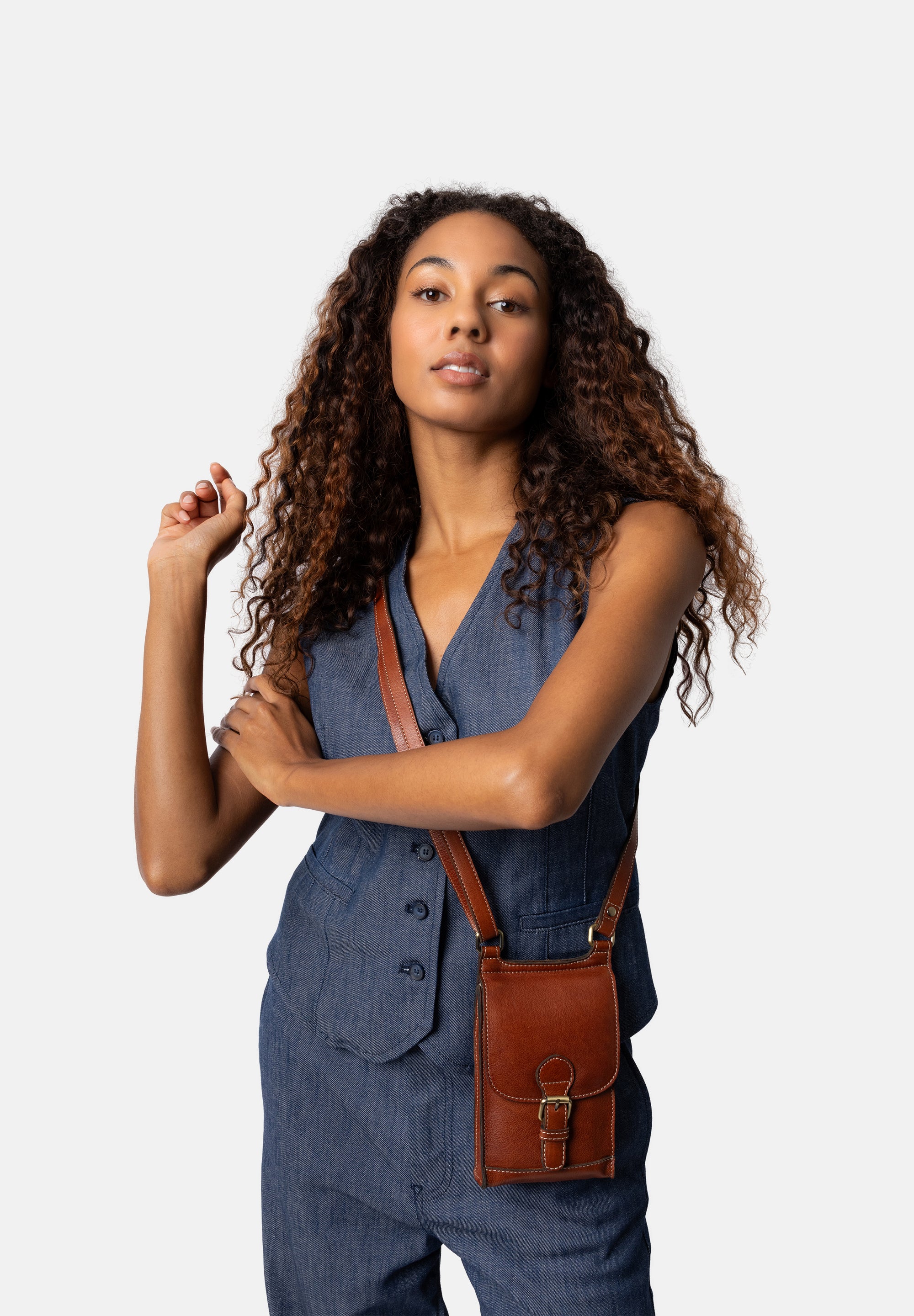 Crossbody | Skinnveske | Cognac | Jeane Small