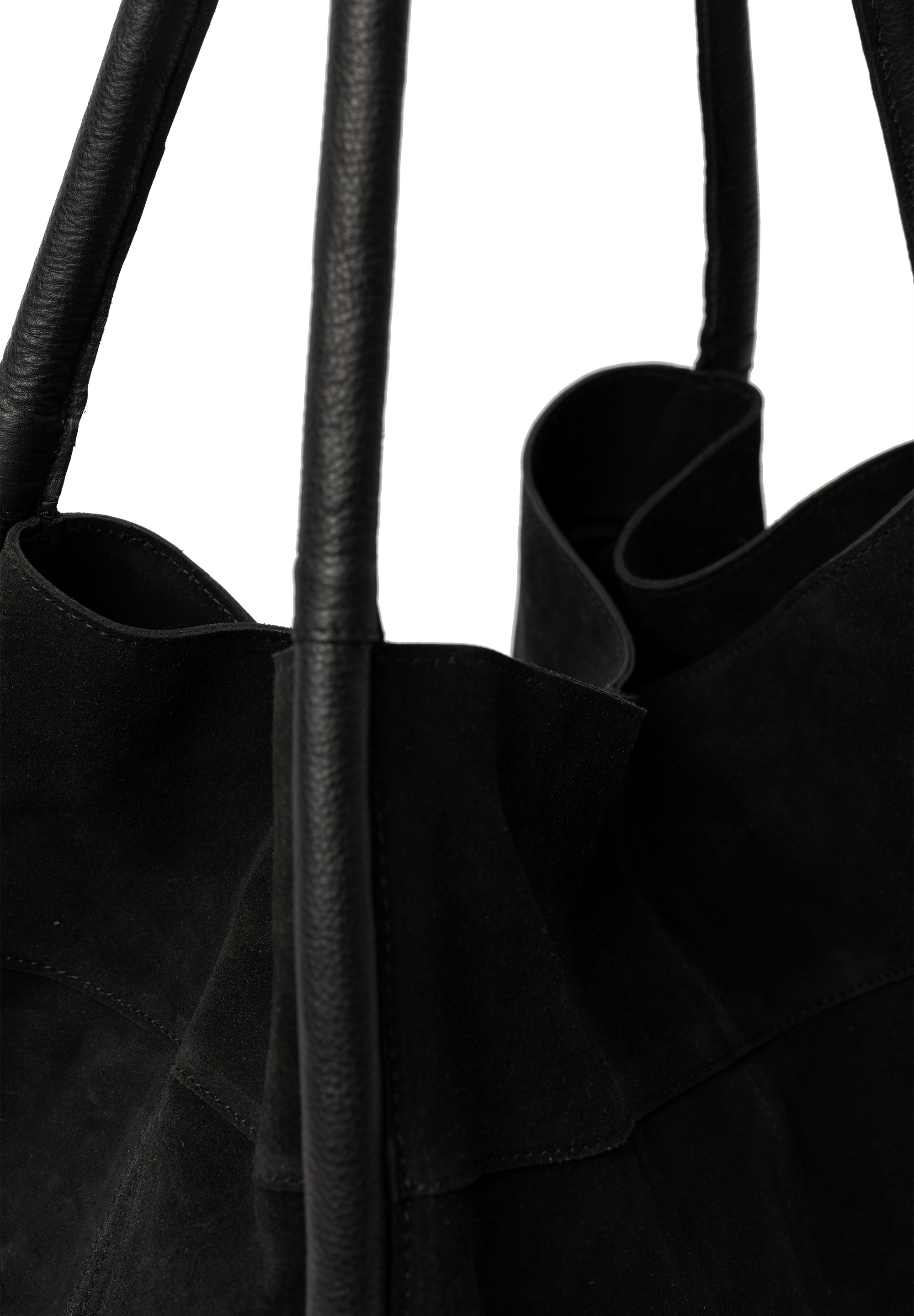 Meno shopperveske i semsket skinn, Sort
