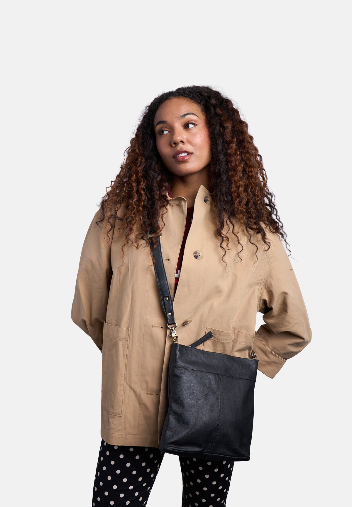 Olea Small Crossbody Veske – Skinn, Sort