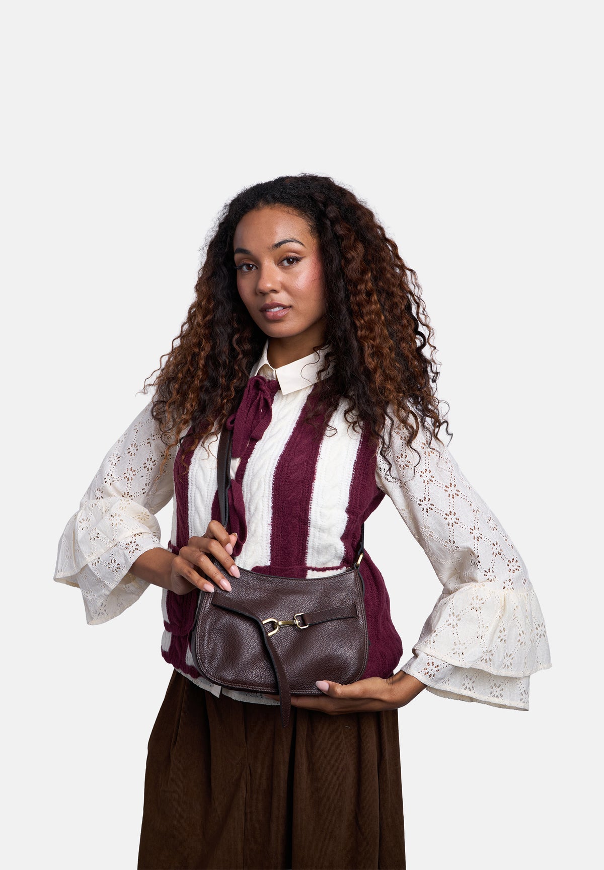 Sif Small Crossover skinnveske, Mørk Brun
