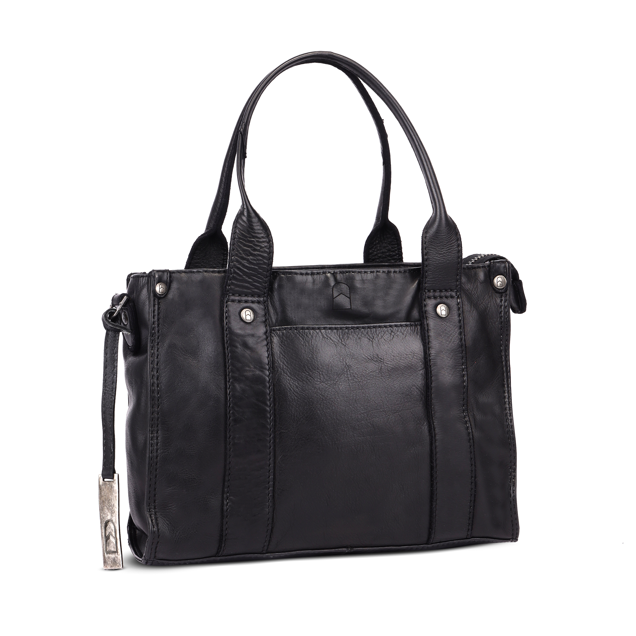 Håndveske | Skinn | Vintage look | Sort | 3040093