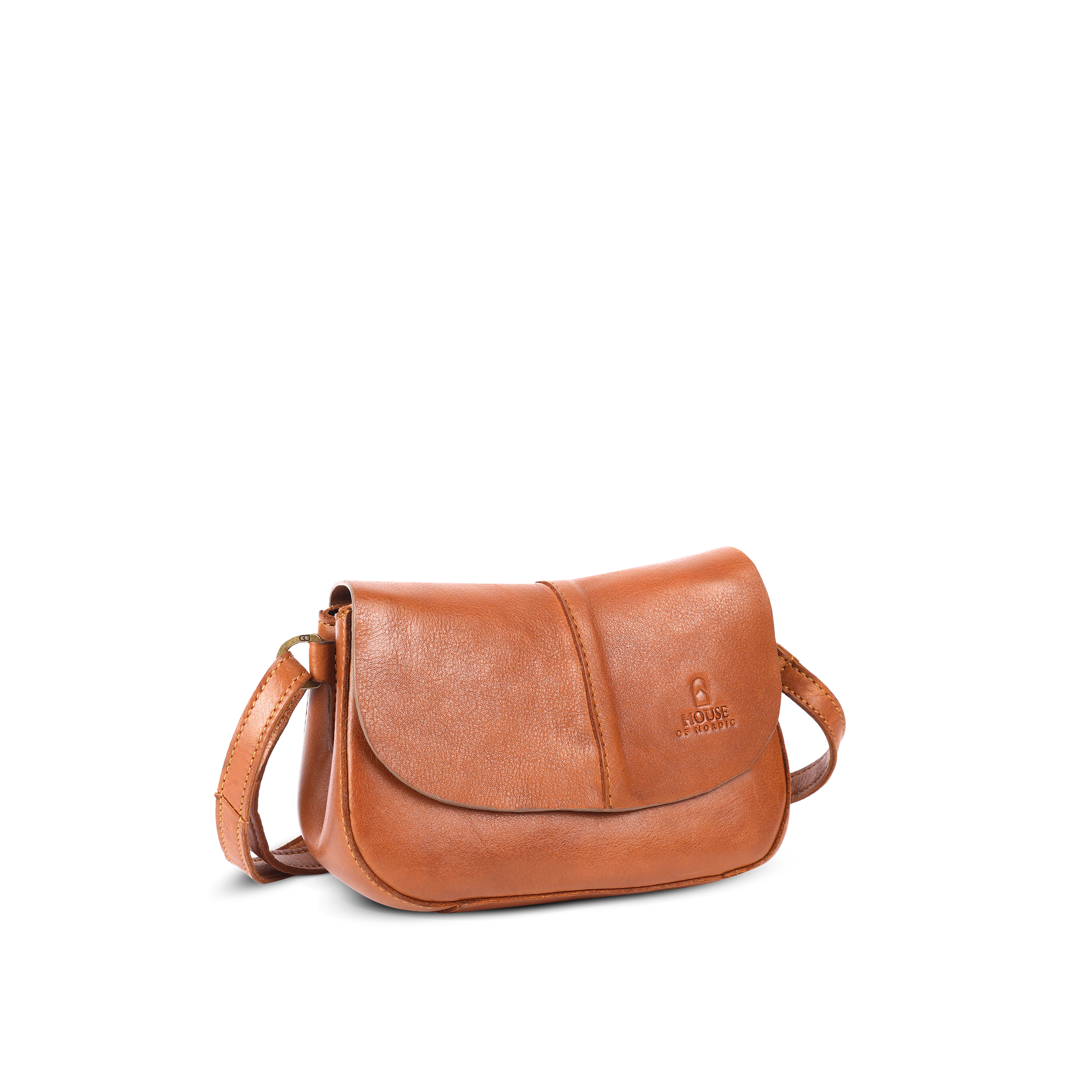 Klaffveske | Skinn | Regulerbar Reim | Cognac |3040101