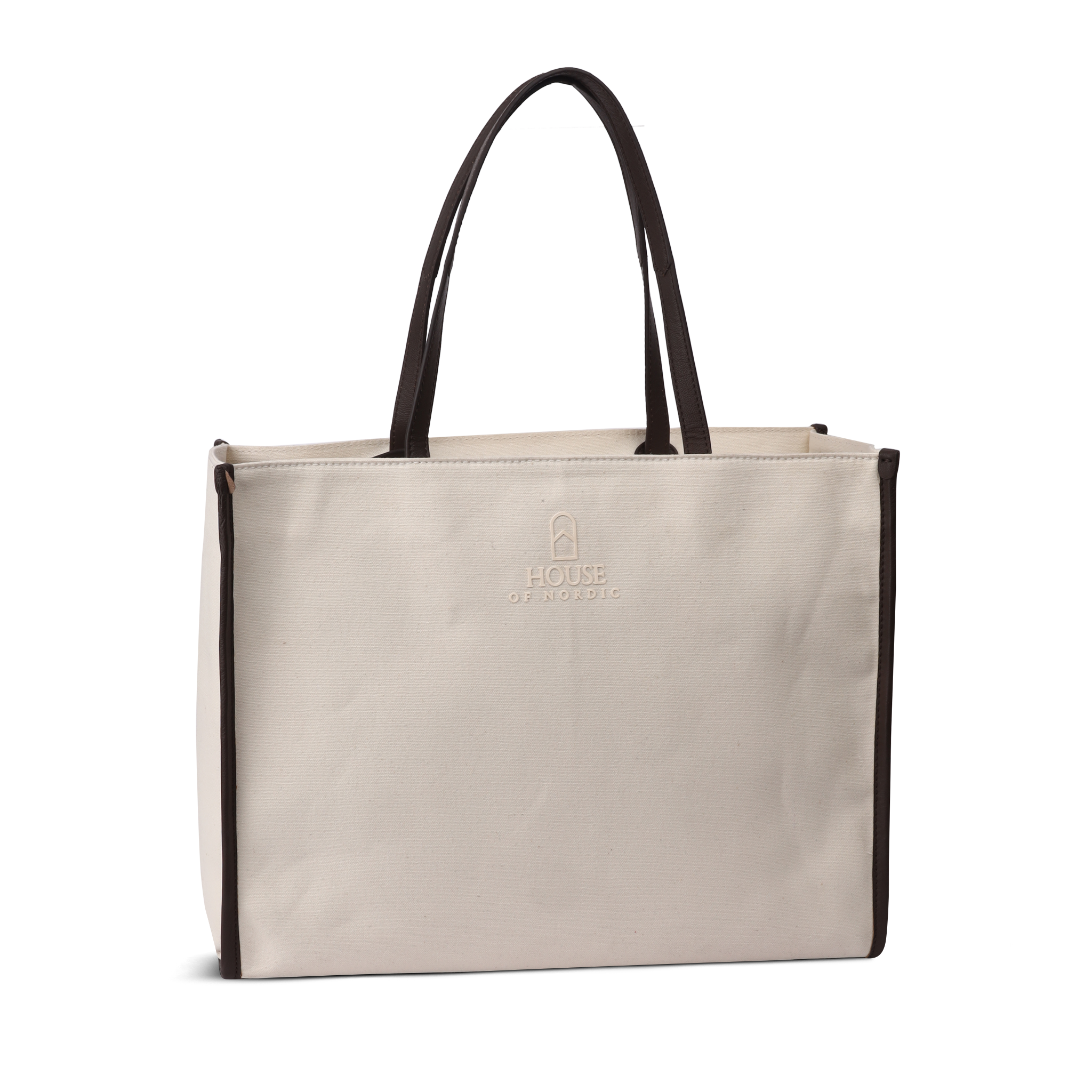 Tote Veske | Kanvas og Skinn | BeigeCognac | 3040118