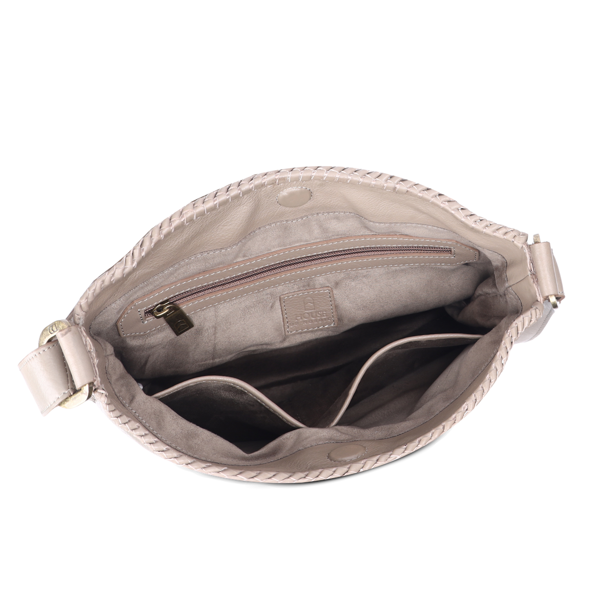 Crossoverveske, mykt skinn, Taupe