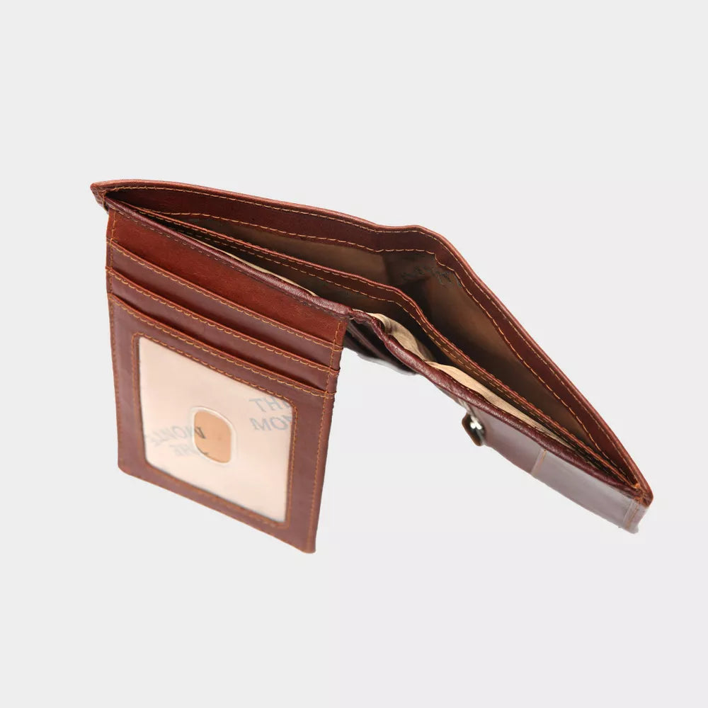 Lommebok | Stor | Skinn | Cognac | Plass til mange kort | Mynt rom | RFID Blokk | The Monte