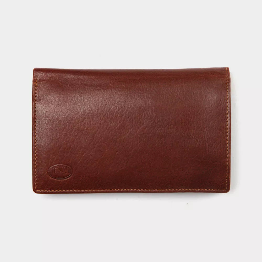 Lommebok | Stor | Skinn | Cognac | Plass til mange kort | Mynt rom | RFID Blokk | The Monte