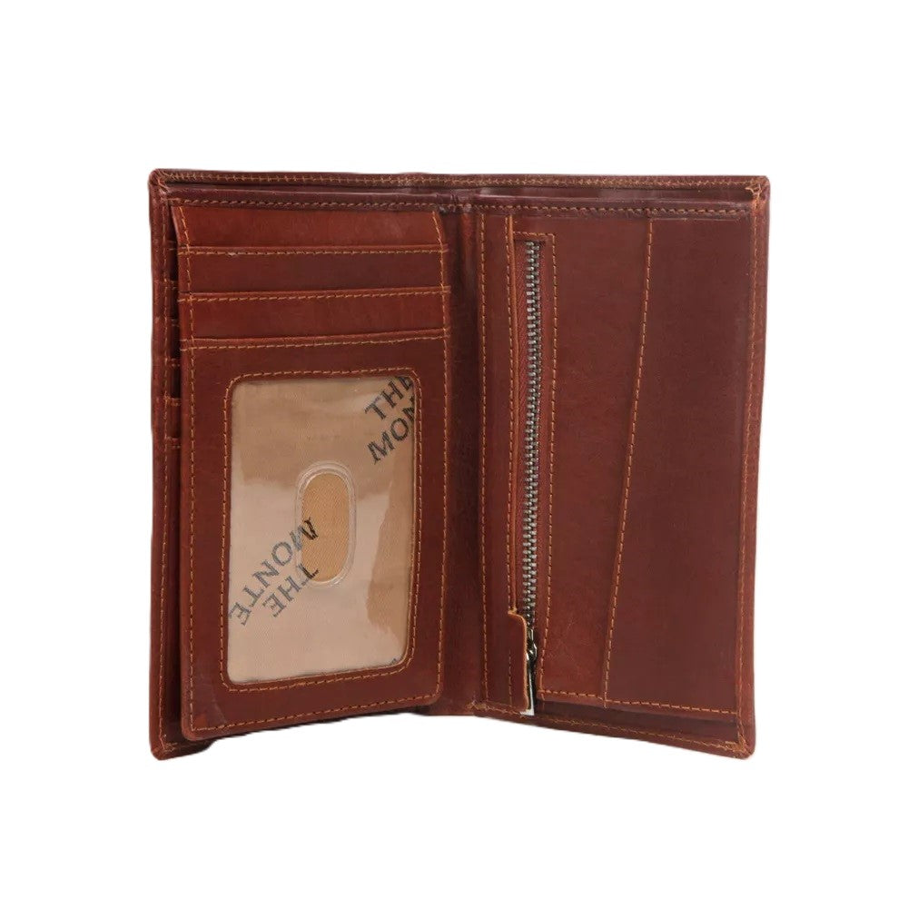 Lommebok | Skinn | Cognac | Plass til mange kort | Mynt rom | RFID Blokk | The Monte
