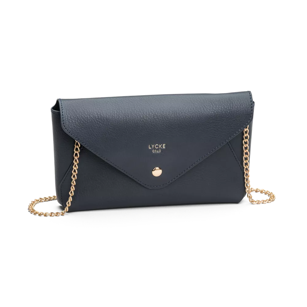 Selskapsveske | Liten | Avtagbar Metallkjede | Klaff Åpning | Blå | Clutch Kragerö