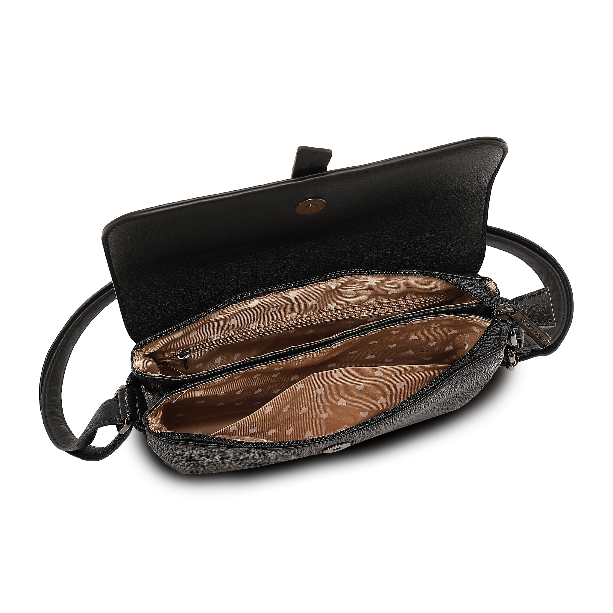 Crossbody Veske | To hovedrom | Sort | 8053214 Doris