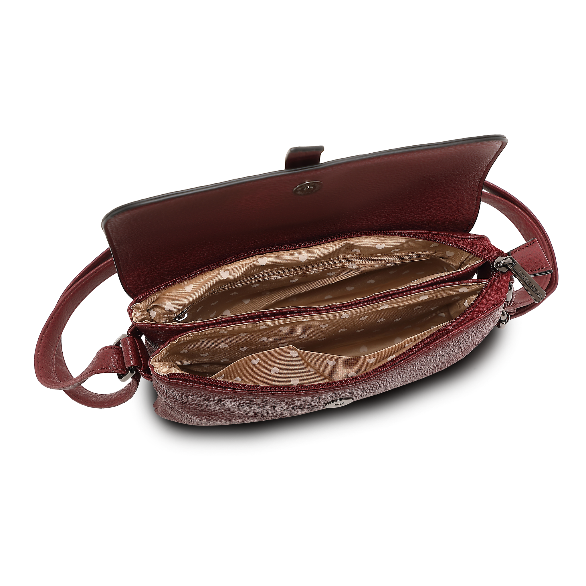 Crossbody Veske | To hovedrom | Vinrød | 8053214 Doris