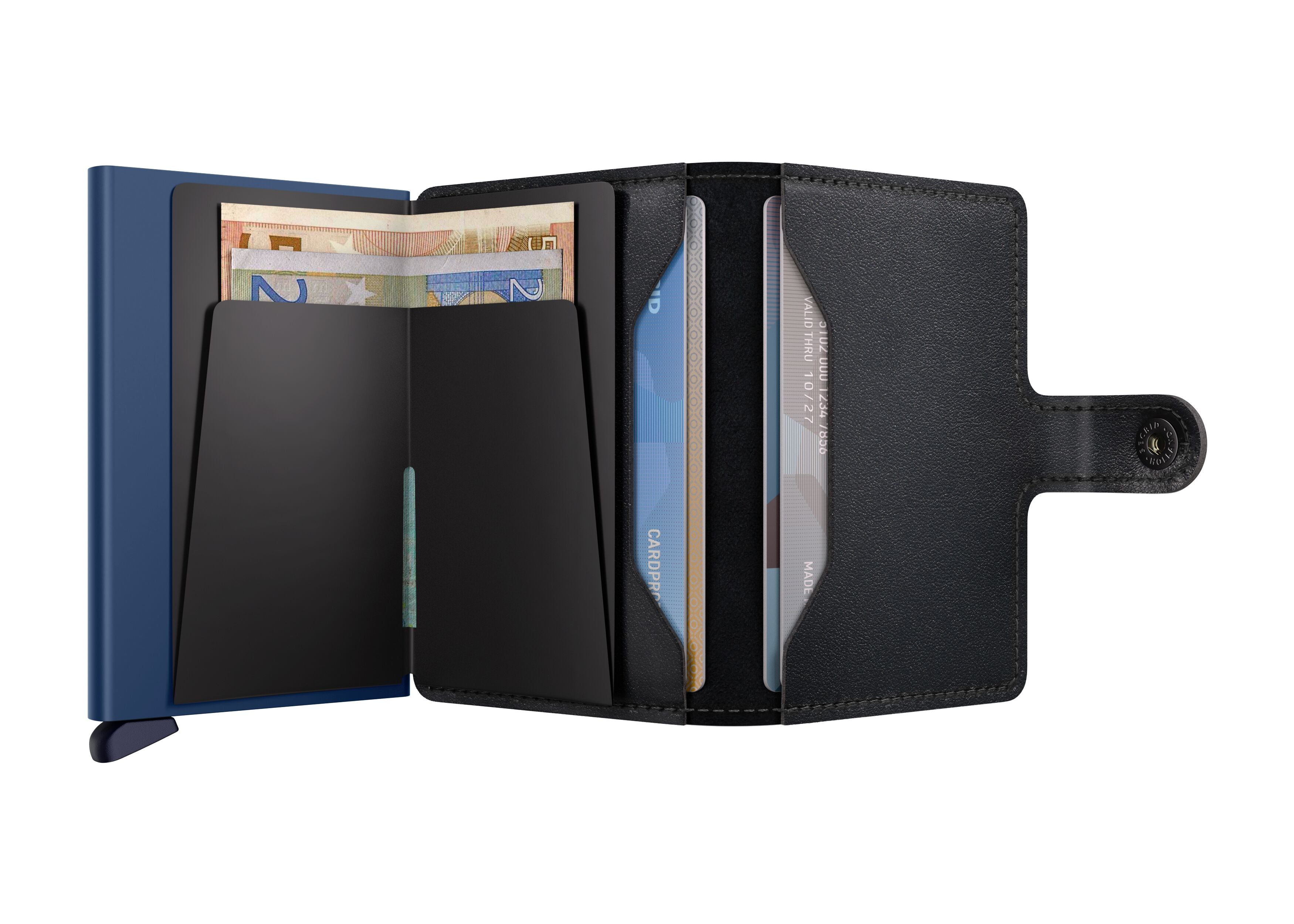 Kortholder | Lommebok | Sort/Blå | Pop-Up | Secrid Miniwallet