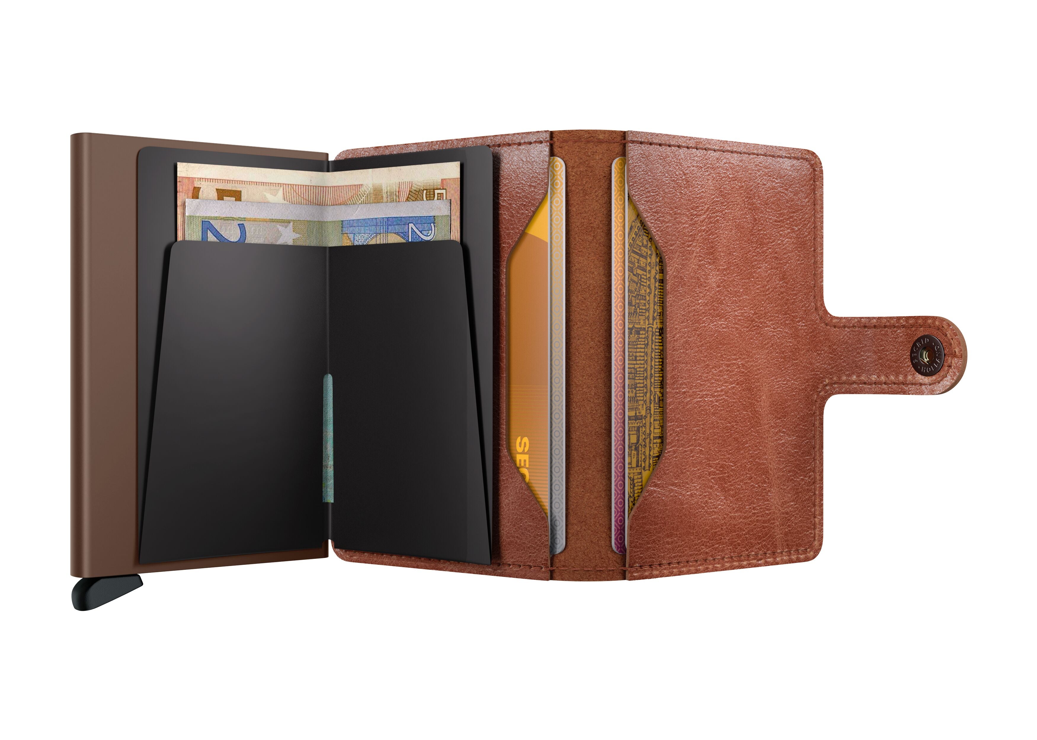 Miniwallet Kortholder – Cognac Brown, Pop-Up