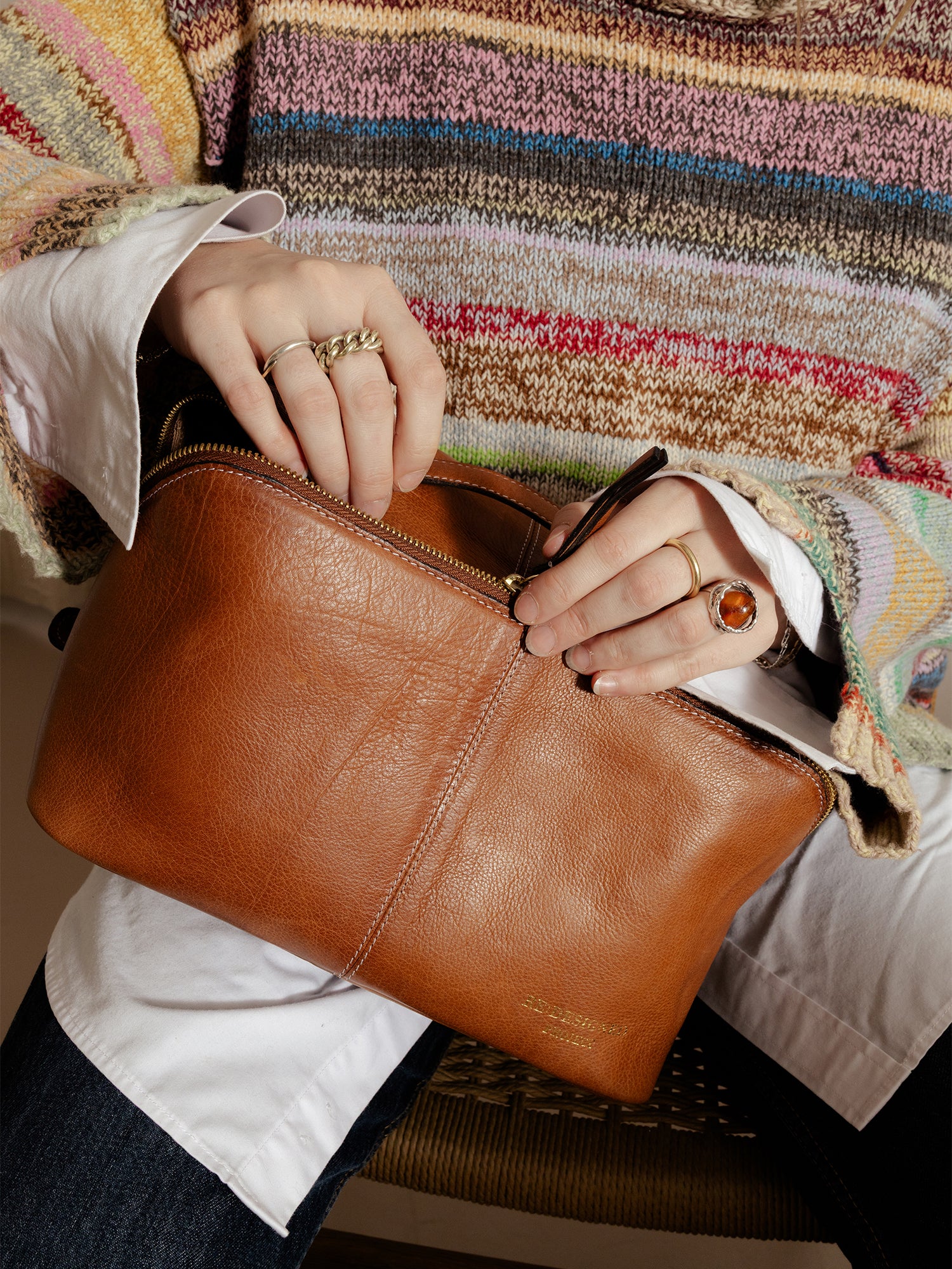 Strikkeoppbevaring | Skinn | Walnut/Gold | Project 10