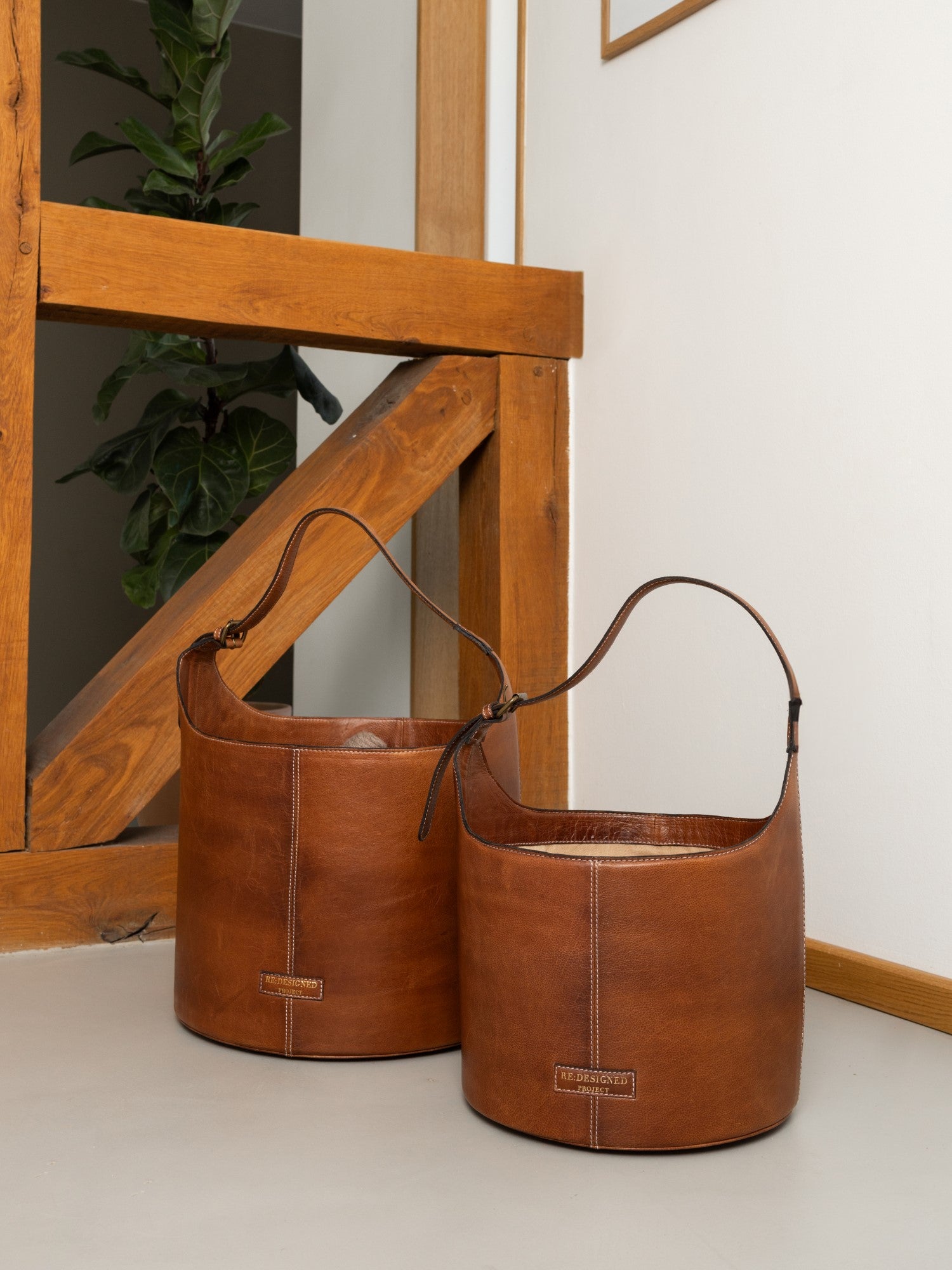Strikkeveske | Skinn | Medium | Walnut | Project 26 Bucket