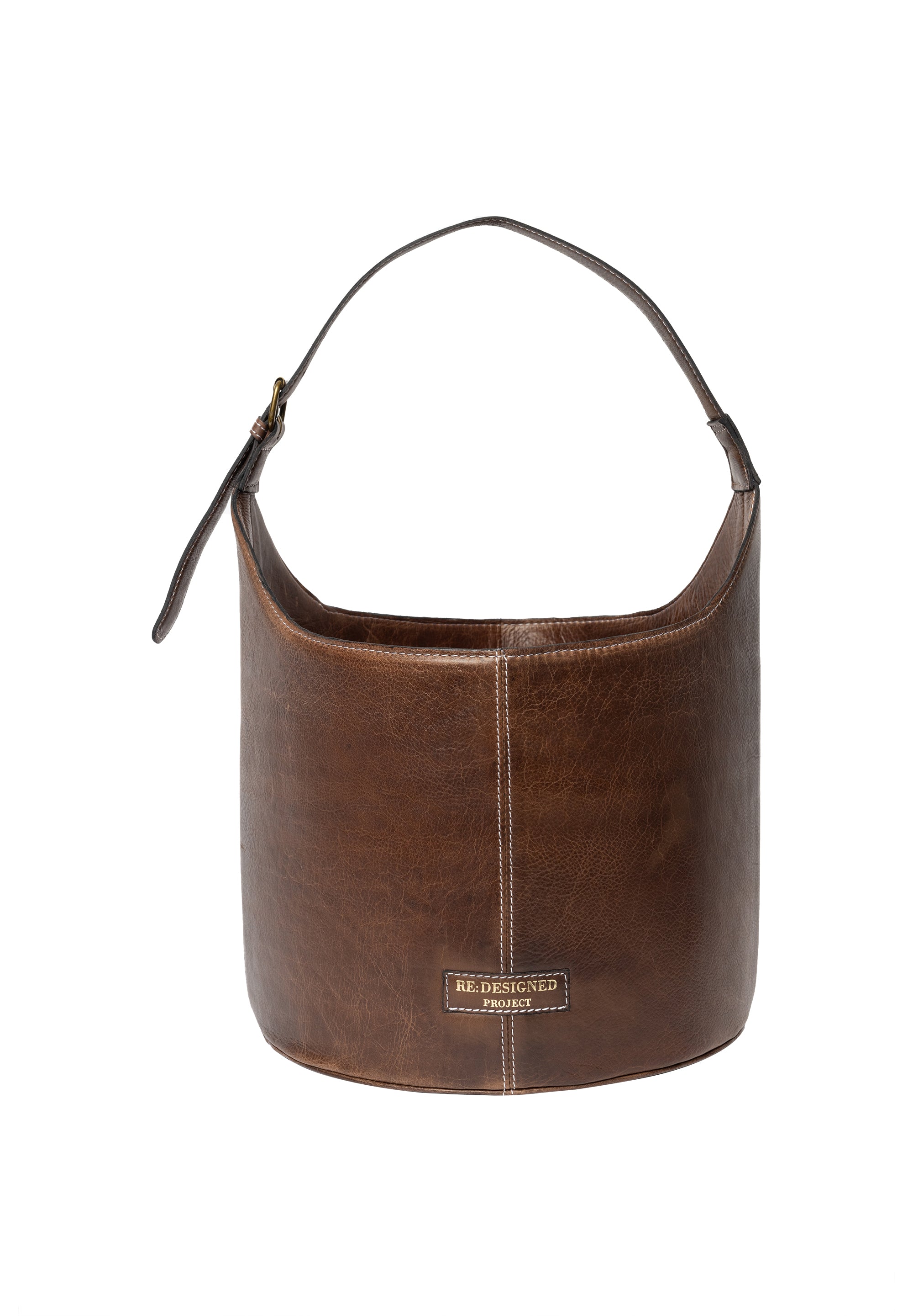 Project 26 Bucket Strikkeveske – Skinn, Medium, Woodsmoke