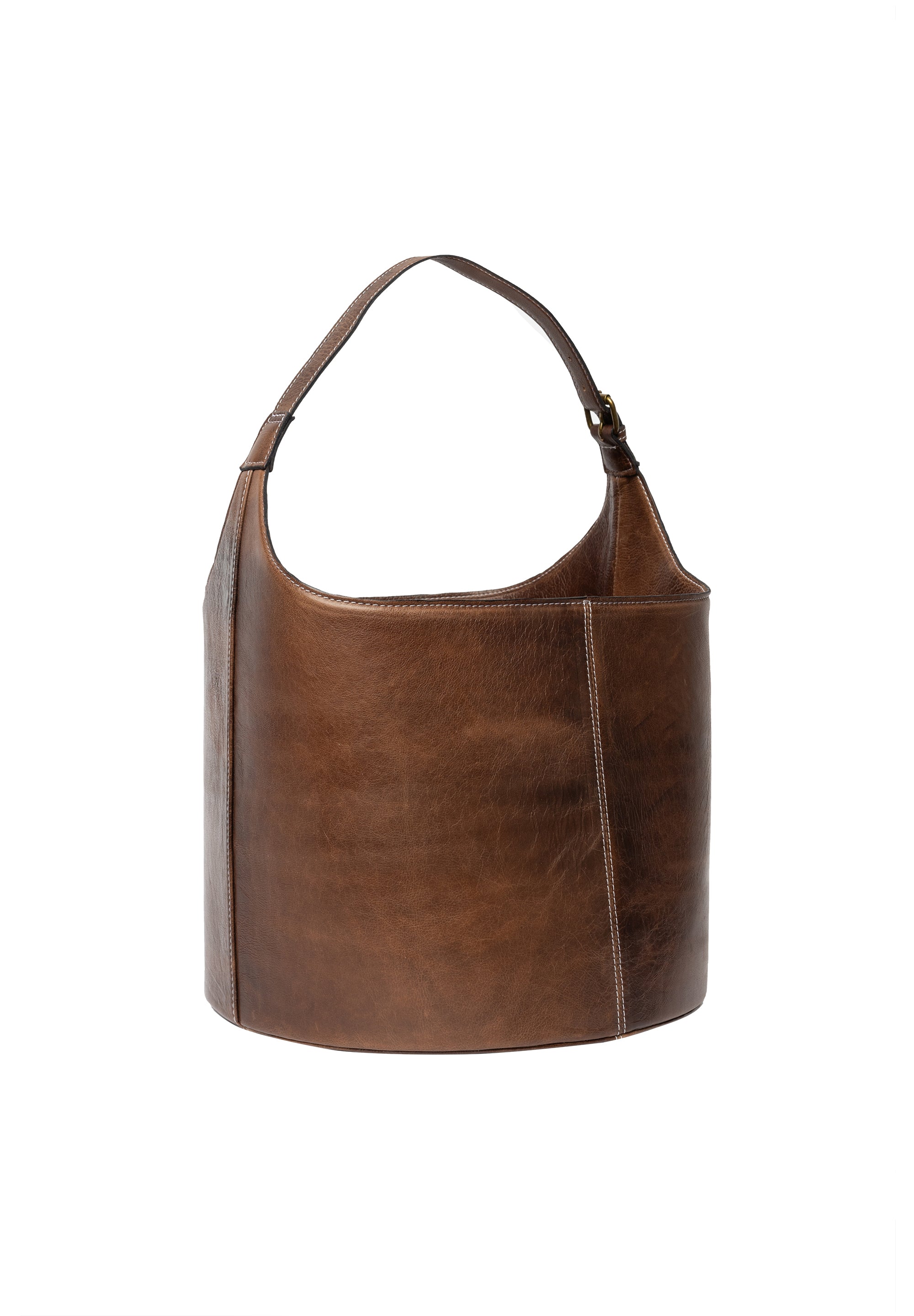 Project 27 Bucket Strikkeveske – Skinn, Stor, Woodsmoke