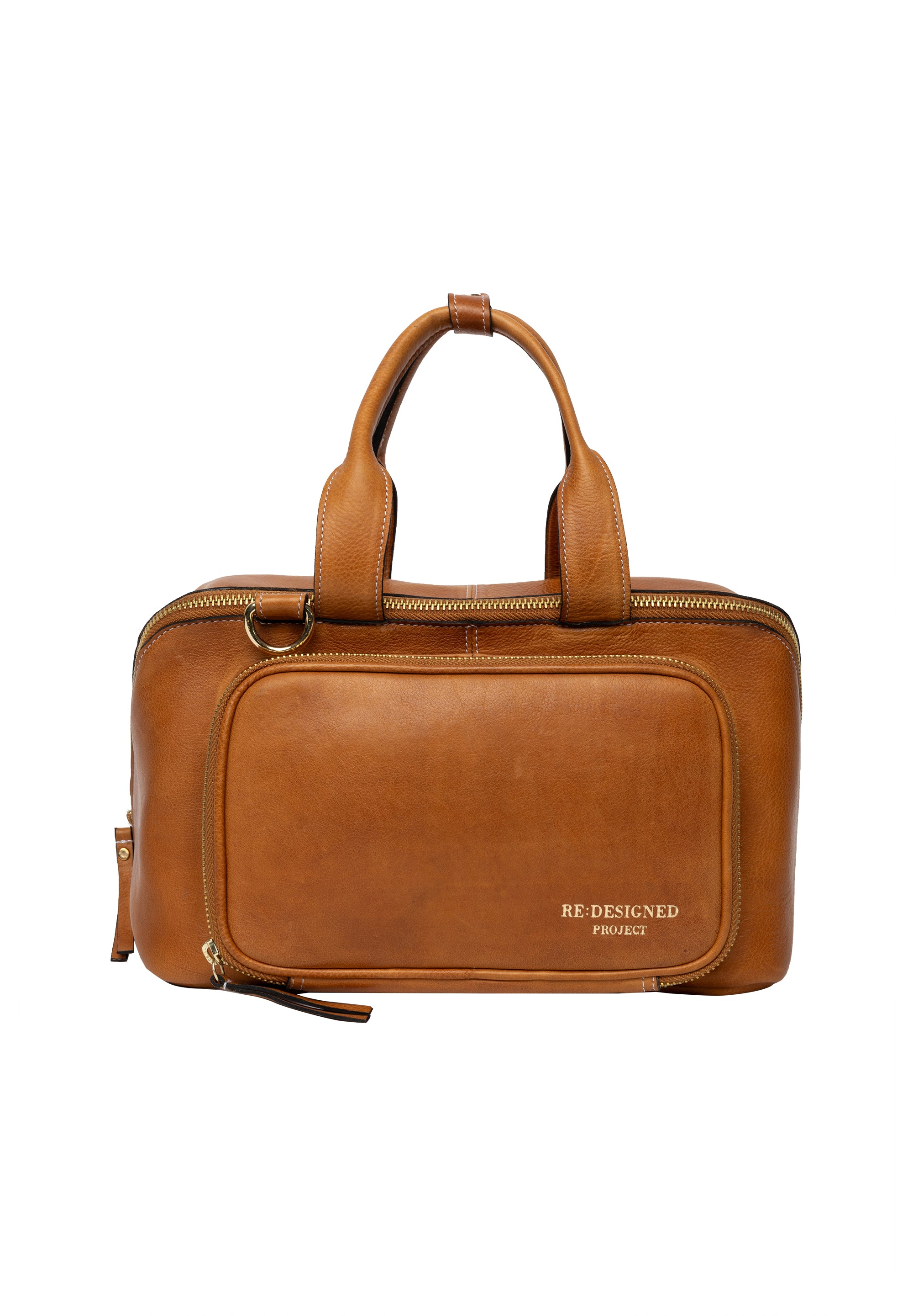 Strikkeoppbevaring | Strikkeveske | Skinn | Burned Tan/Gull | Project 39
