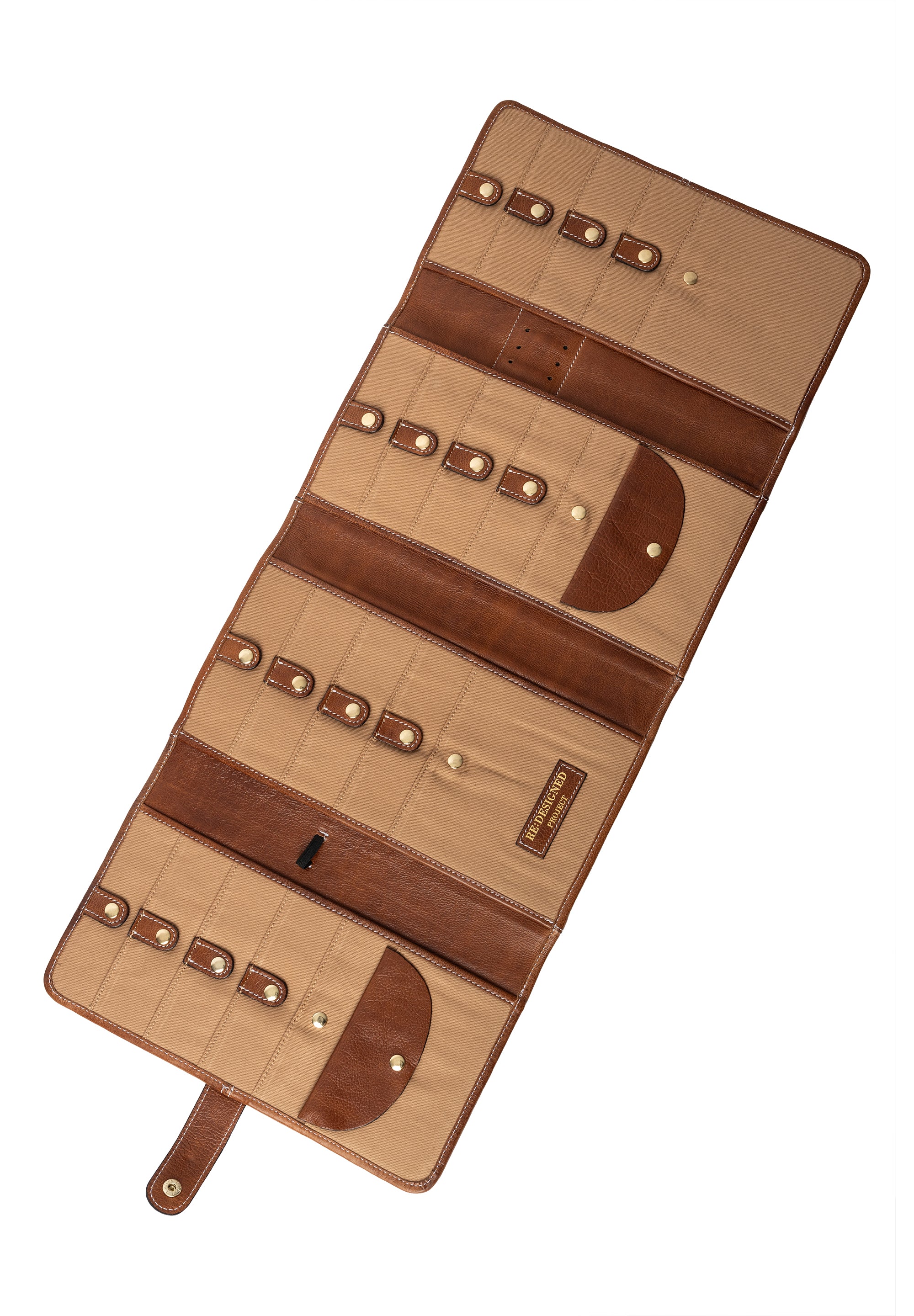 Strikkeetui | Skinn | Valnut/gull | Project 82