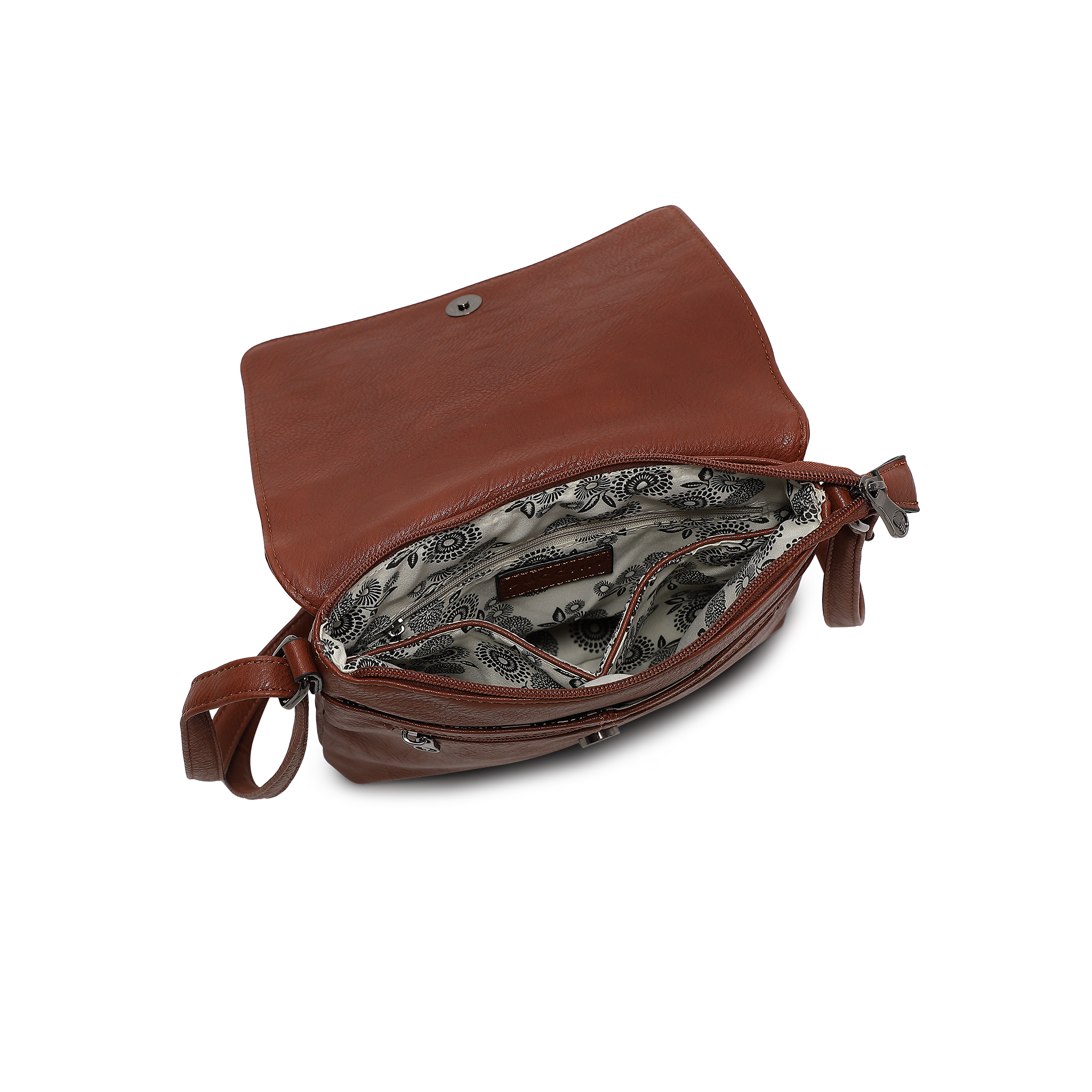 Crossbody veske | Glidelås i toppen | Cognac |4351116 Donna