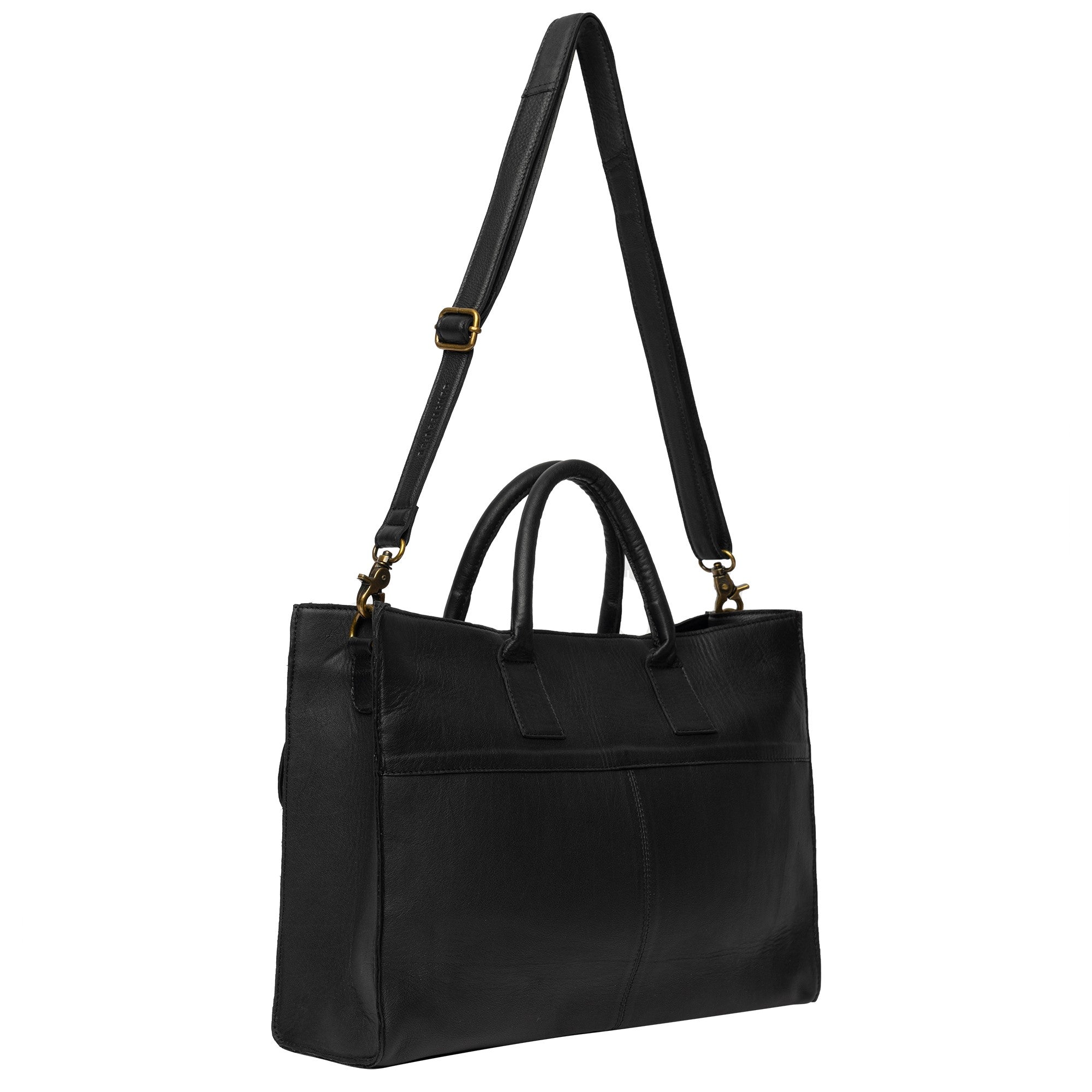 Feline Bag, stor skinnveske fra Re:Designed By Dixie i fargen Sort, bakside med langreim