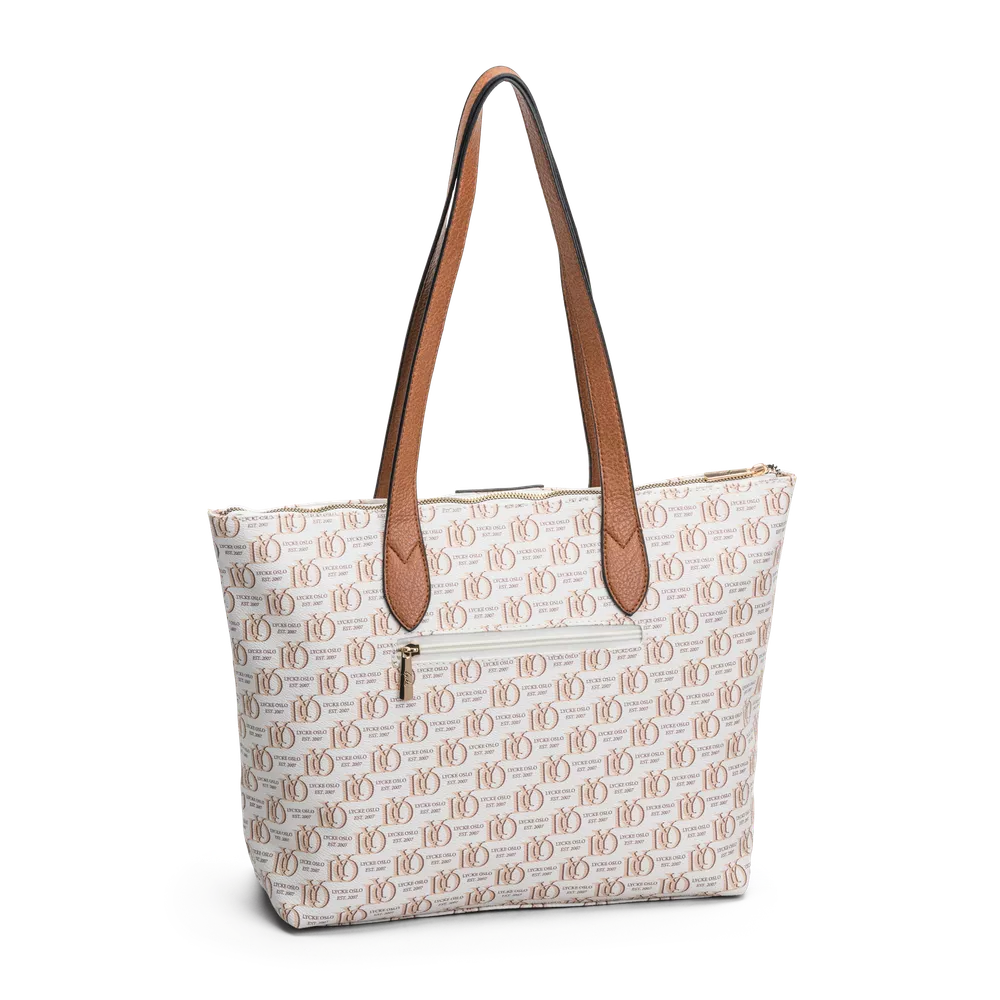 Shopper Veske | To skulderstroppe | Romslig hovedrom | Stor | Beige | Saga