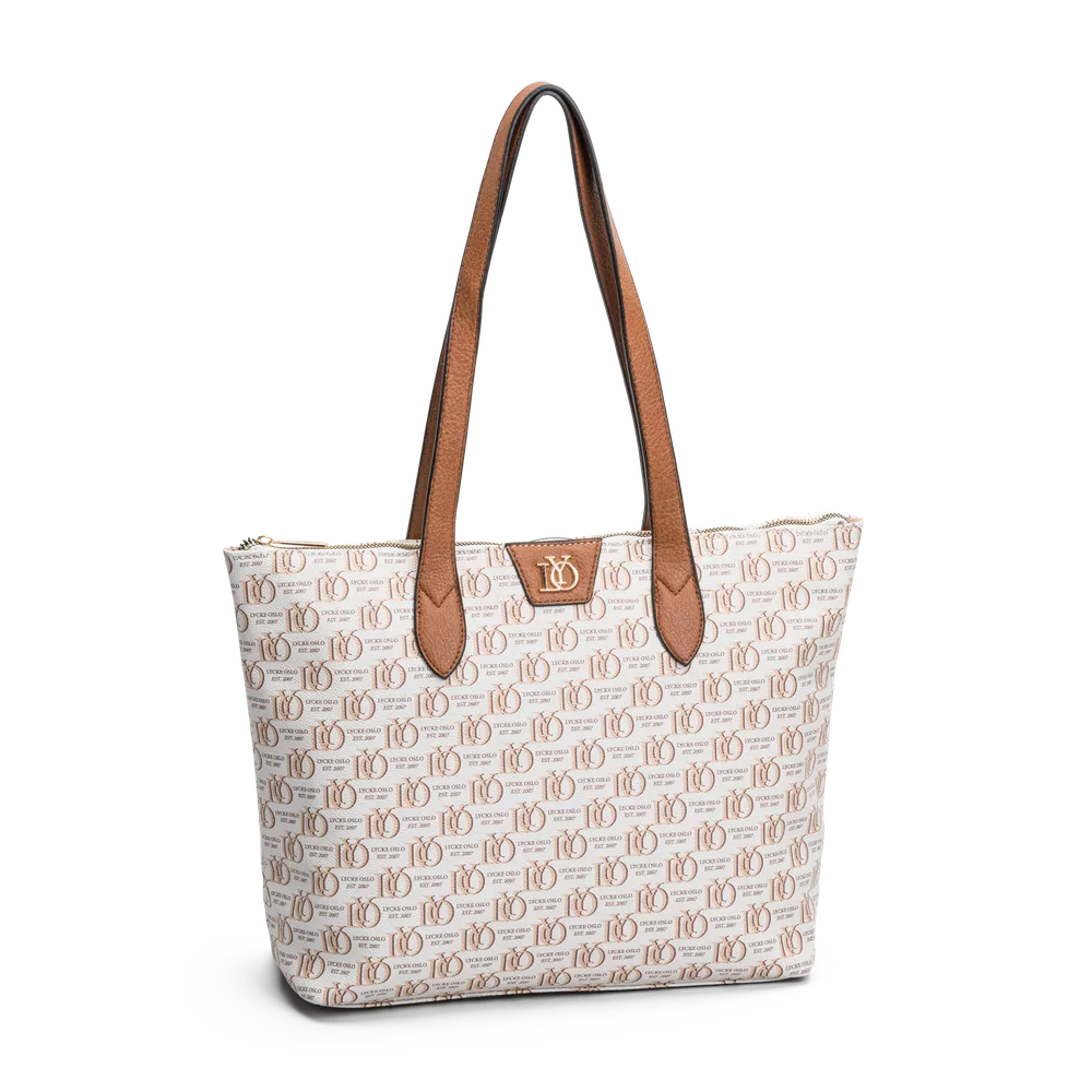 Shopper Veske | To skulderstroppe | Romslig hovedrom | Stor | Beige | Saga