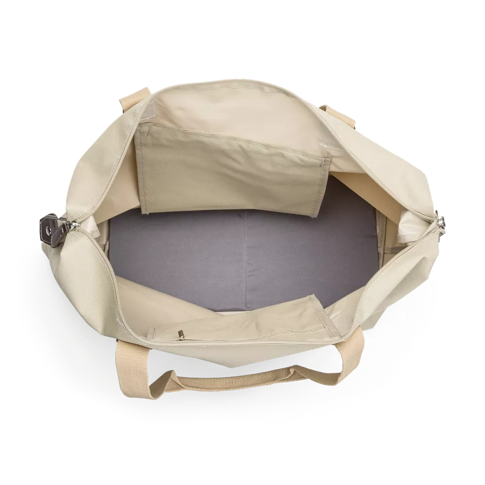 Tina Weekendbag – Stor, Beige, Romslig hovedrom, To bærehåndtak
