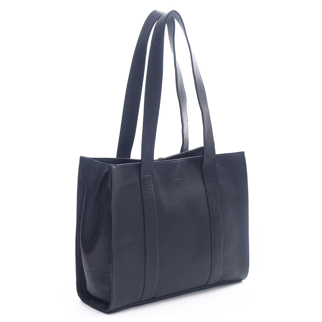 Håndveske | Skinn | klassisk | Stor | Romslig hovedrom | Bred bunn | Sort | Cormorano Evie