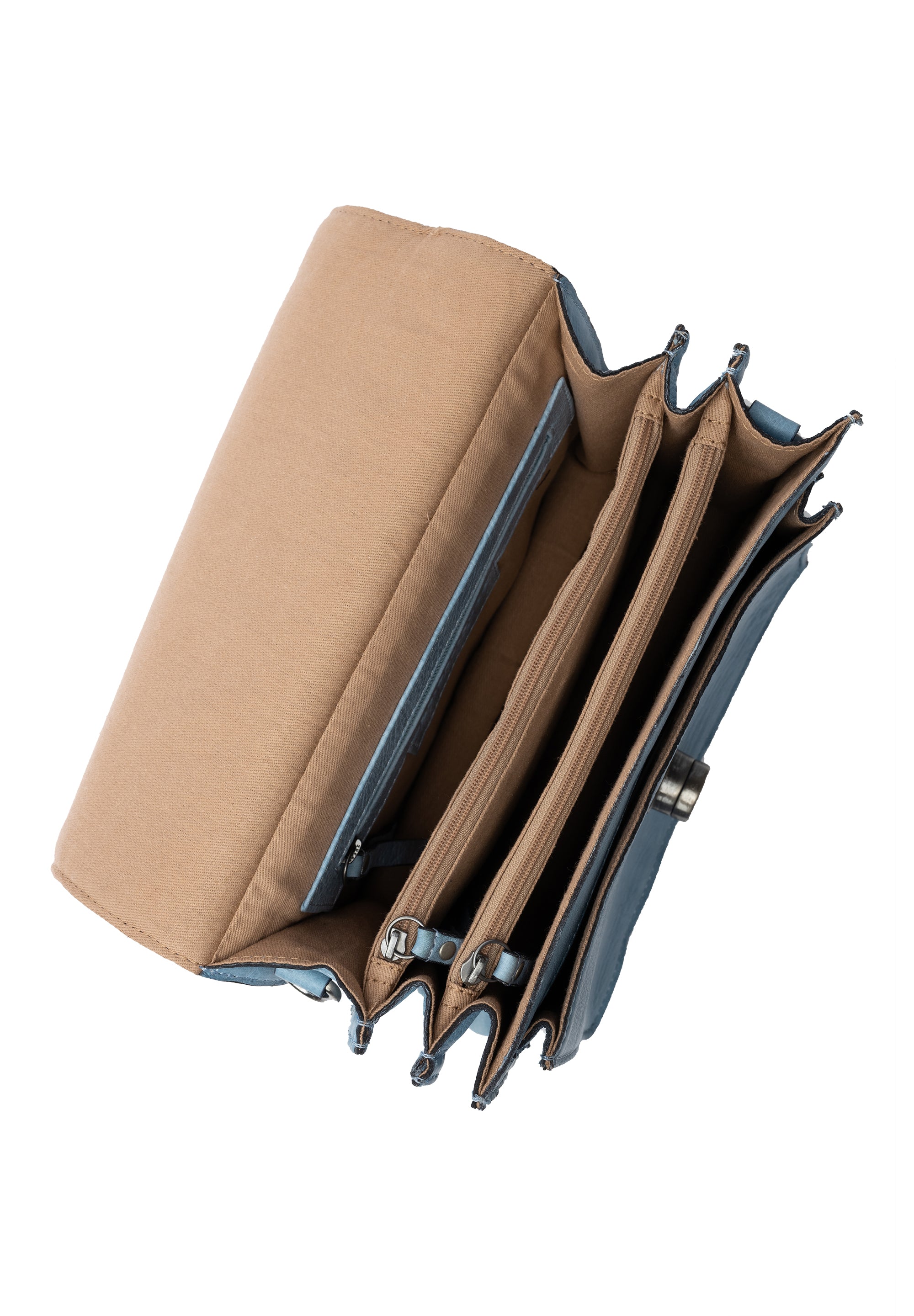 Crossbody Veske | Skinn | Medium | Avtagbar Skulderreim | Lyseblå | Klaff åpning | Alba Big